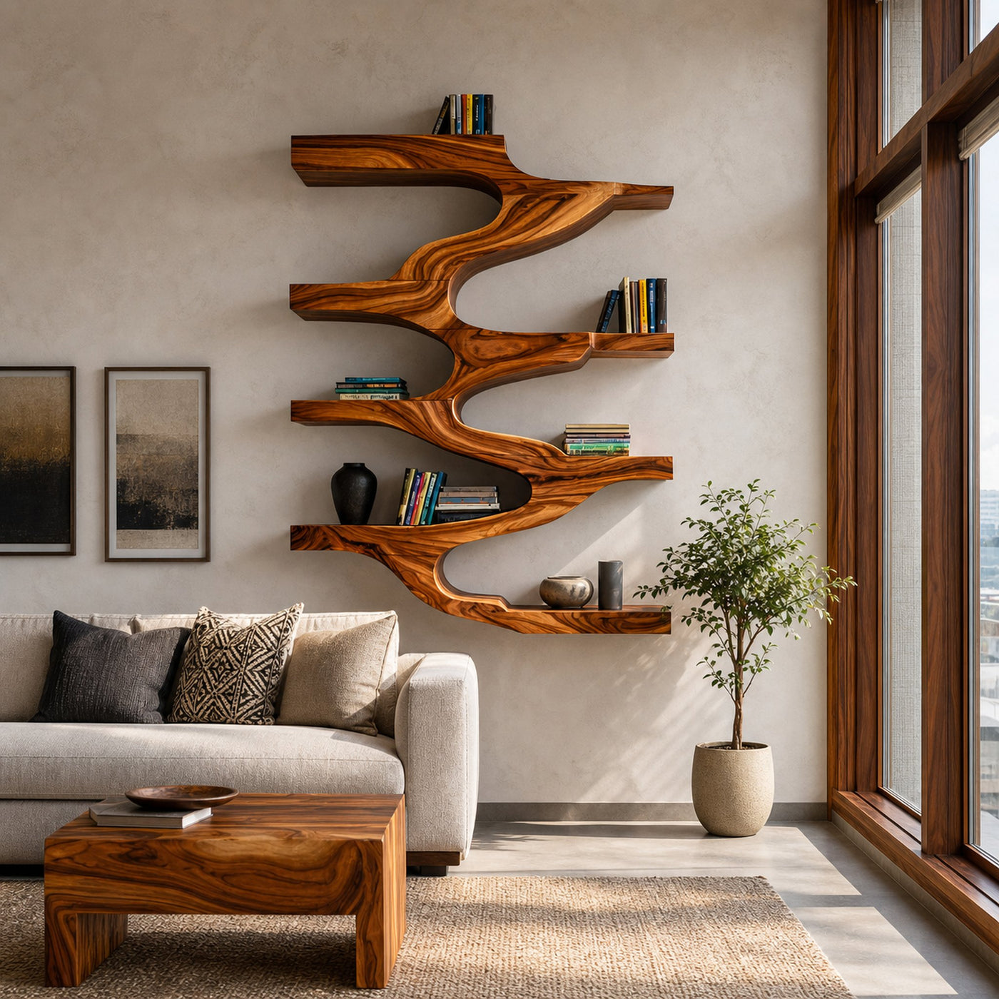Minimalist Wood Floating Bookshelf For Living Space - product view 6