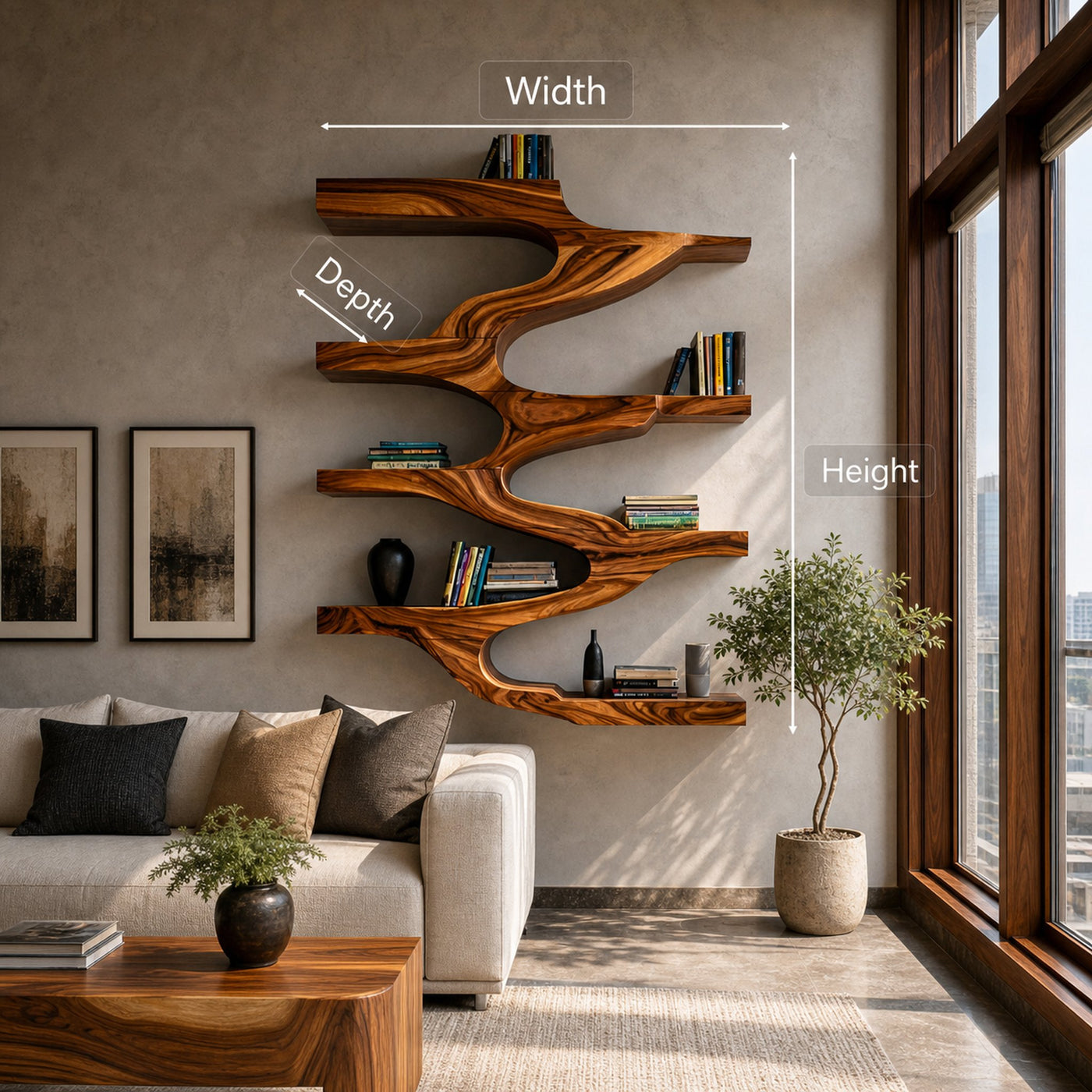 Minimalist Wood Floating Bookshelf For Living Space - product view 7