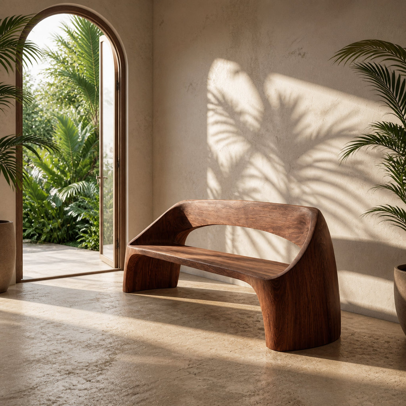 Minimalist Wooden Bench With Backrest For Living Room - product view 6