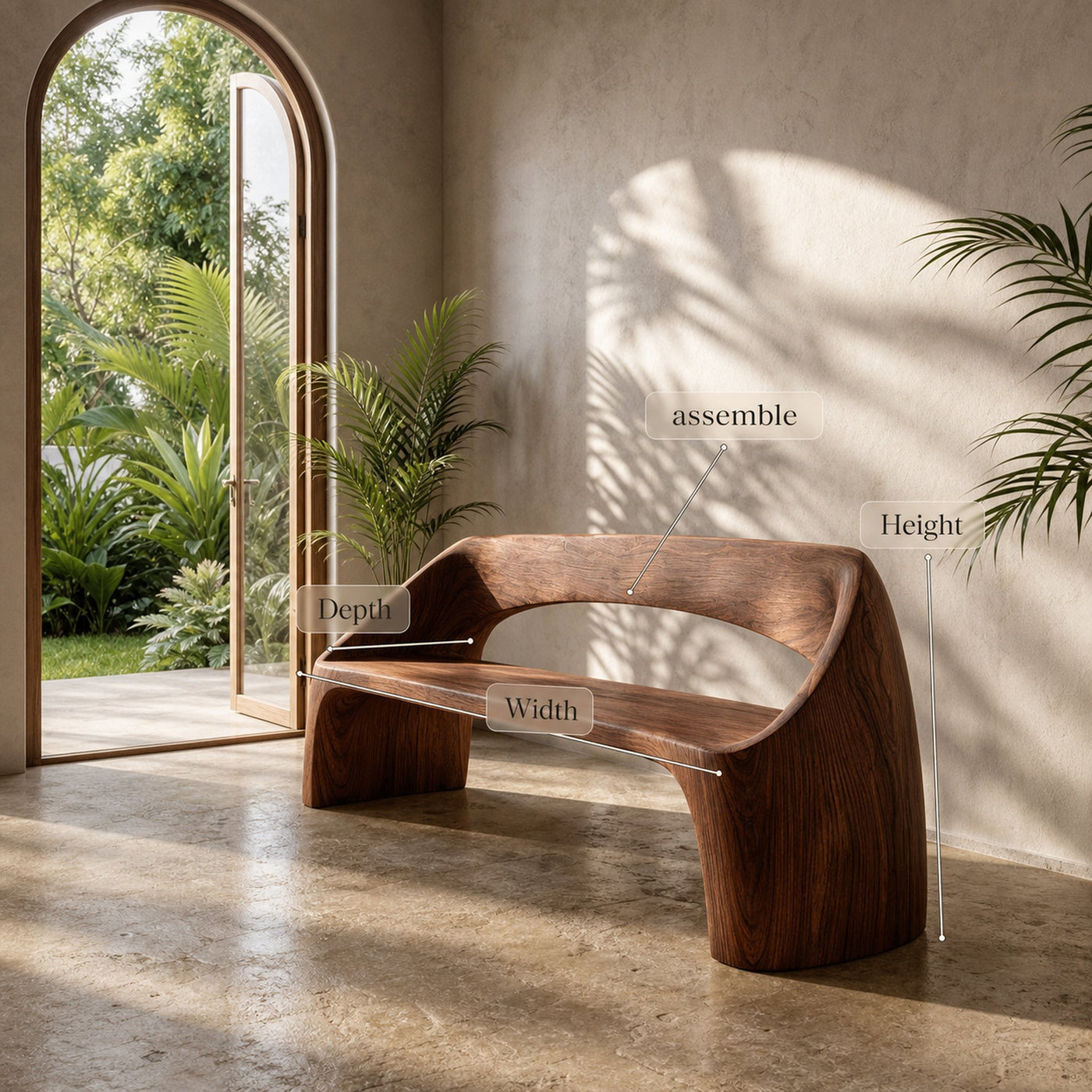 Minimalist Wooden Bench With Backrest For Living Room - product view 8