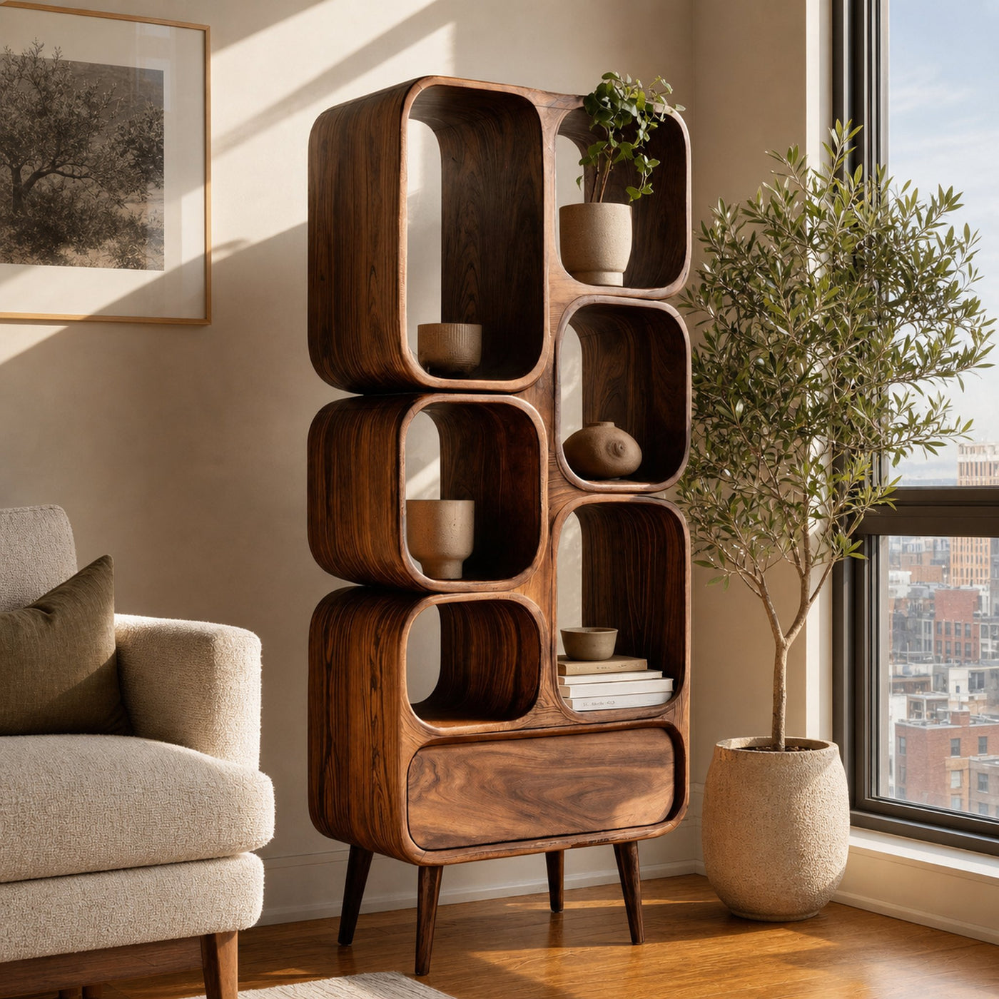 Minimalist Wooden Bookshelf For Contemporary Living Room - product view 6
