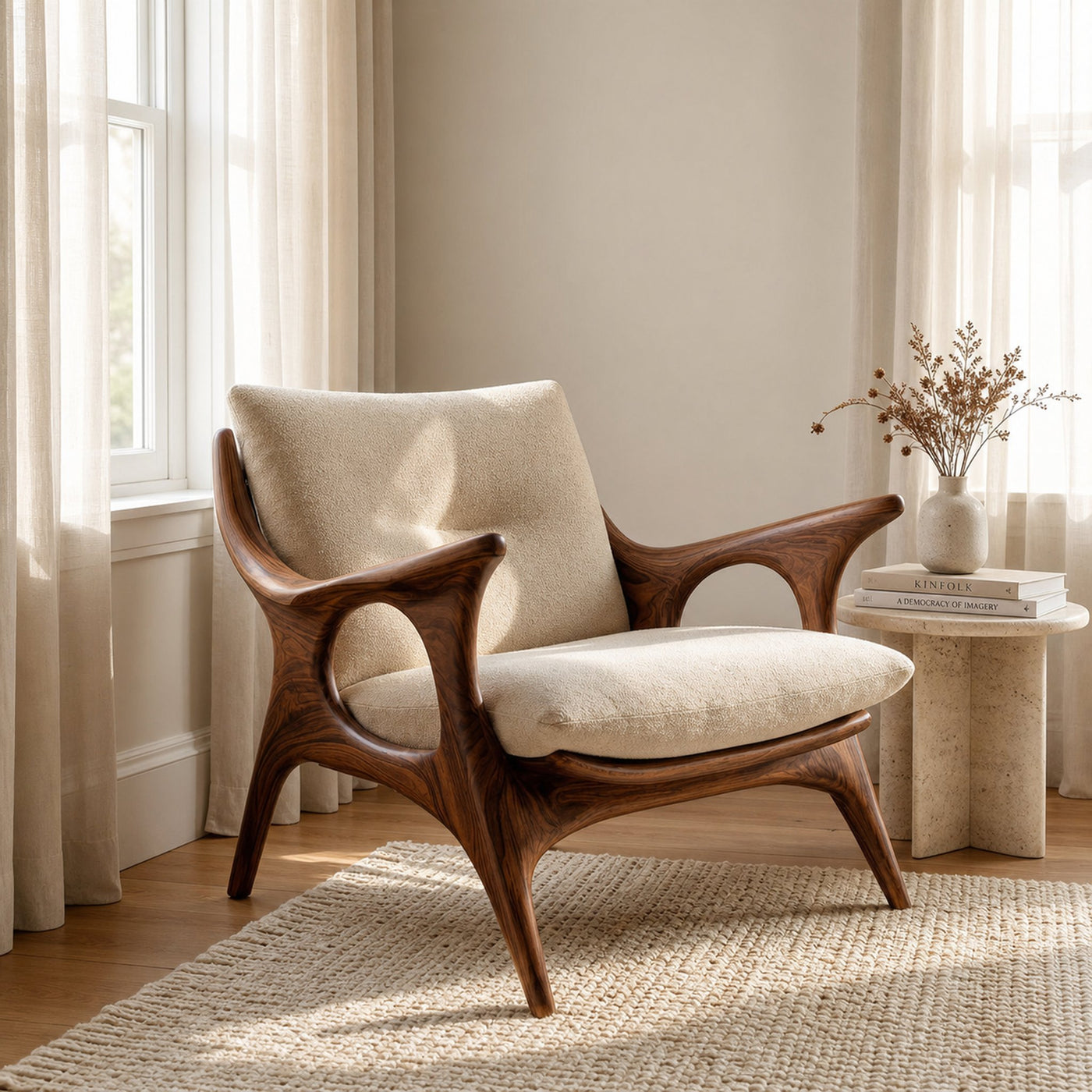 Minimalist Wooden Lounge Chair For Living Room Interior