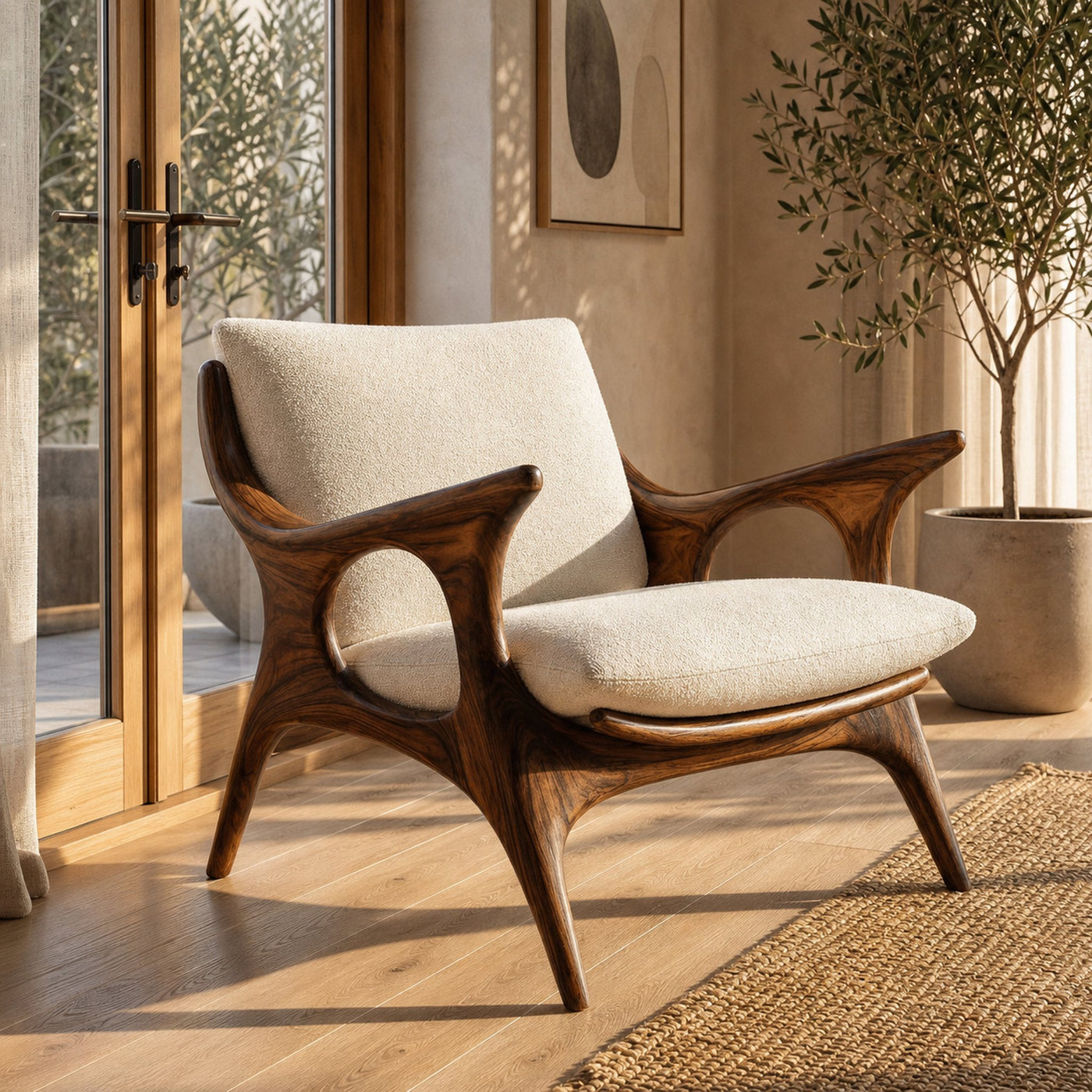 Minimalist Wooden Lounge Chair For Living Room Interior - product view 6