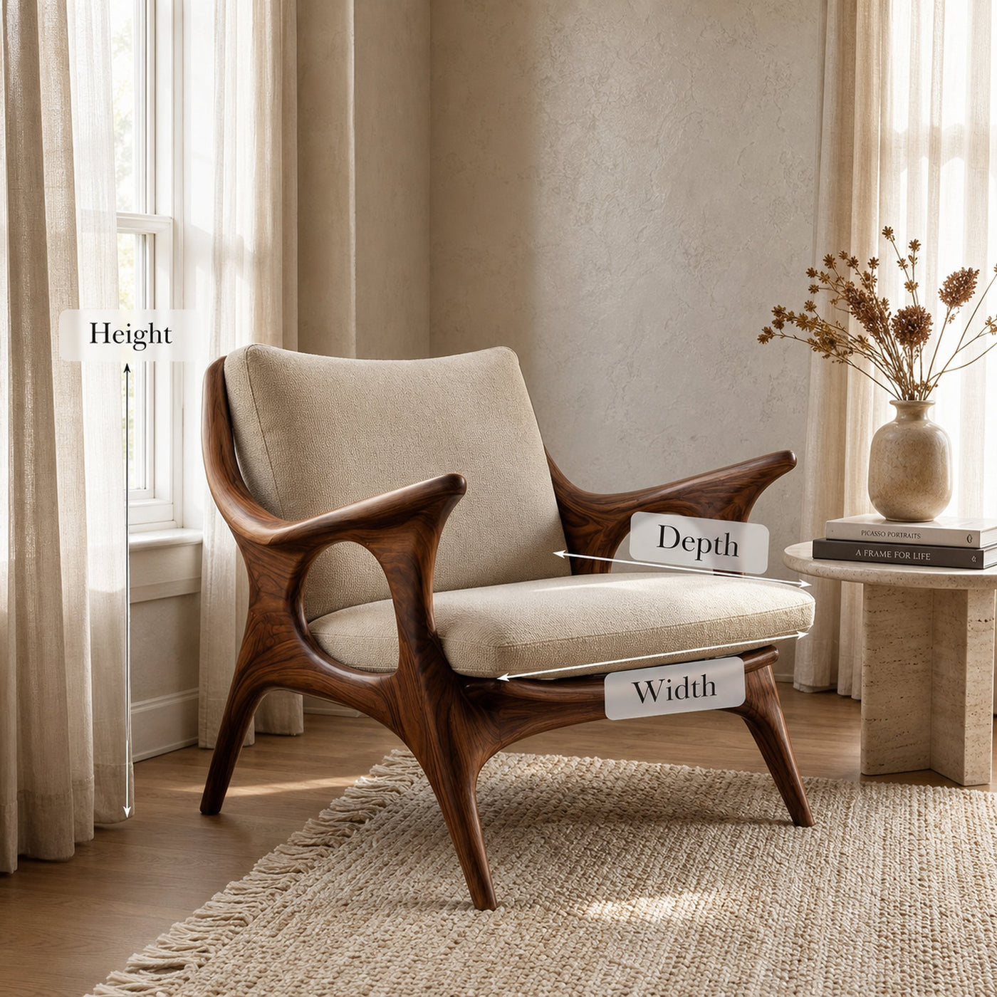 Minimalist Wooden Lounge Chair For Living Room Interior - product view 7