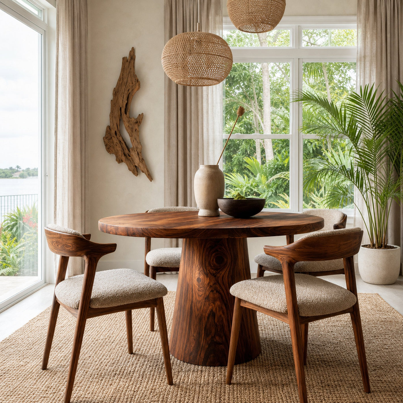 Minimalist Wooden Sculptural Dining Table For Dining Room