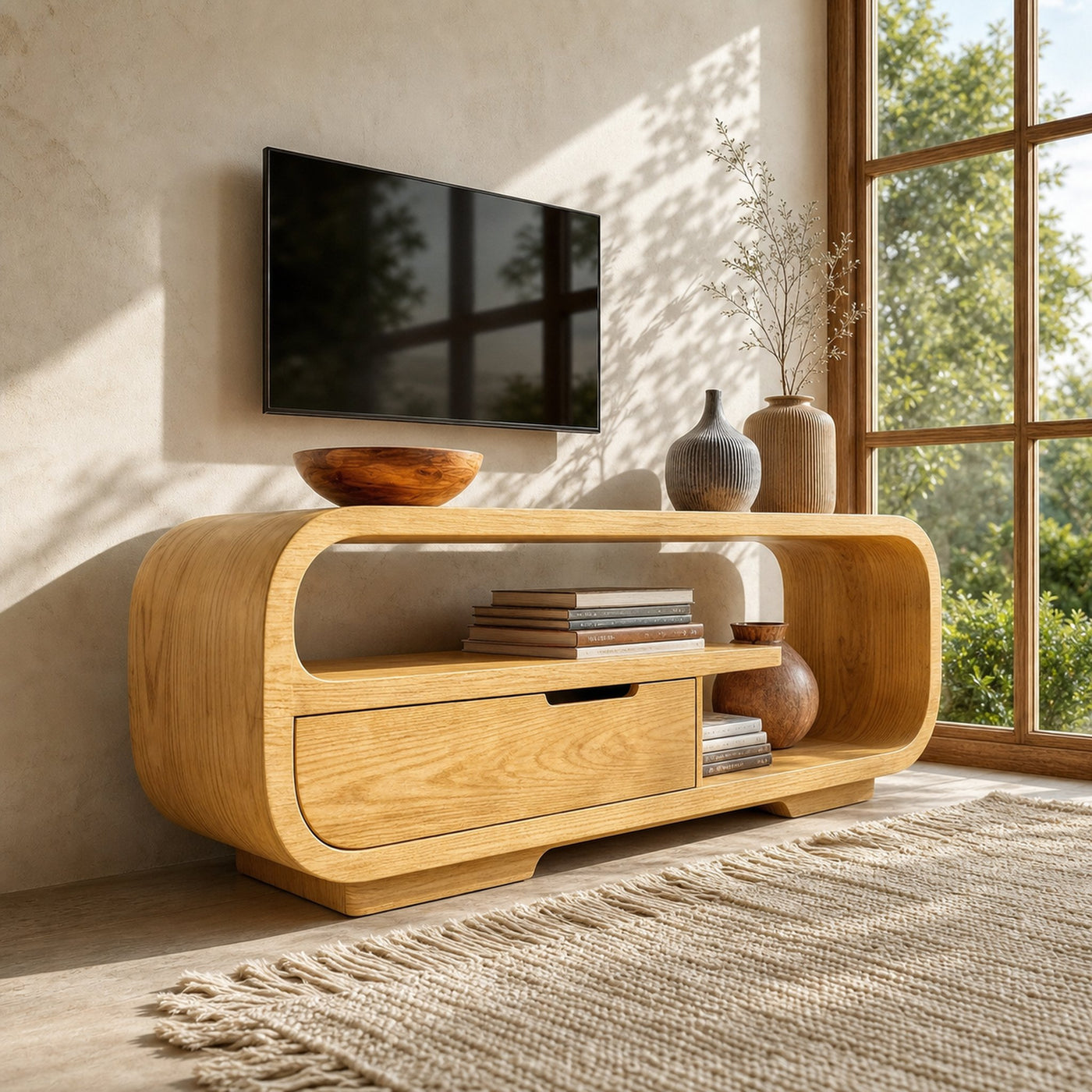 Minimalist Wooden TV Stand Cabinet For Living Room
