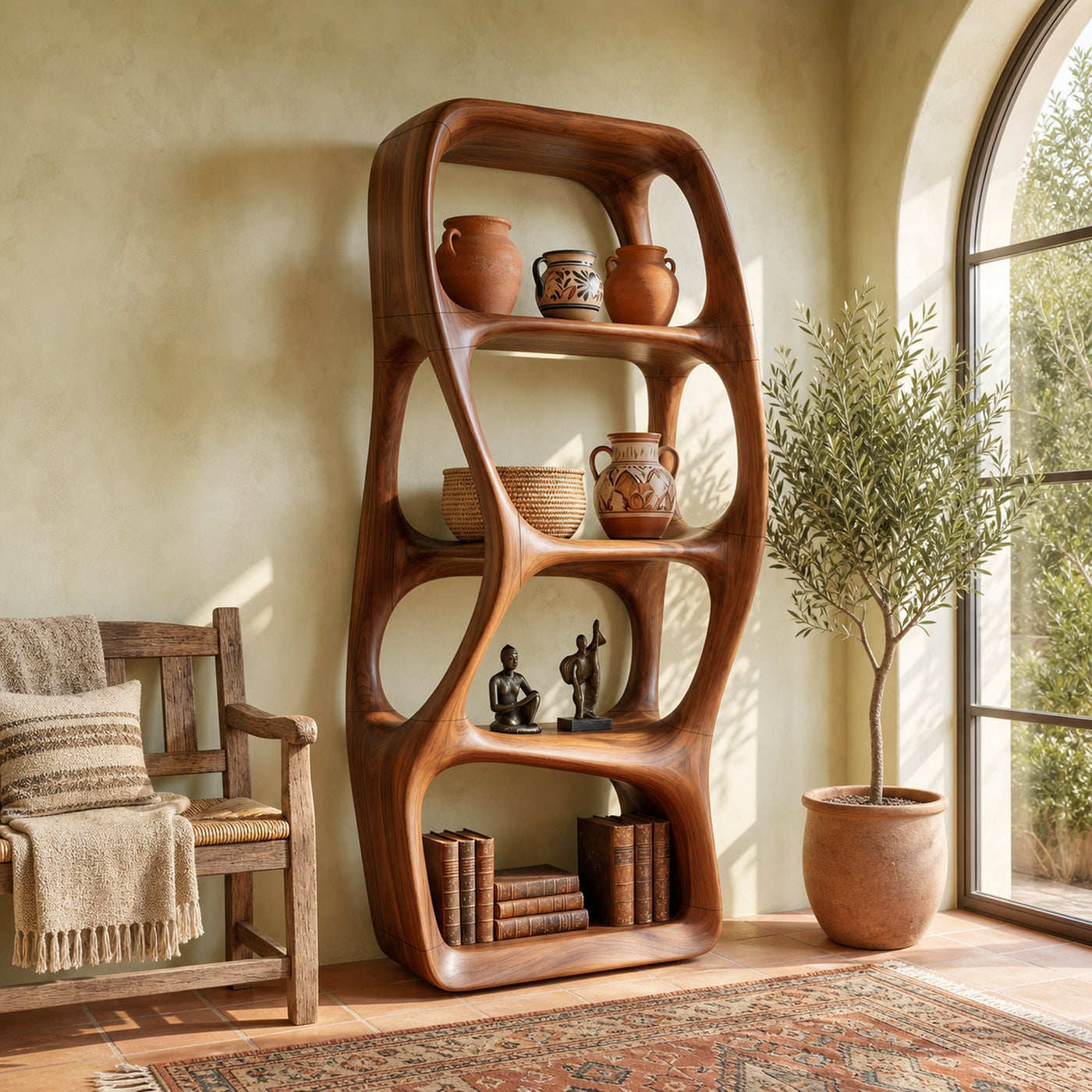 Modern Artistic Bookshelf Display Organizer For Living Room