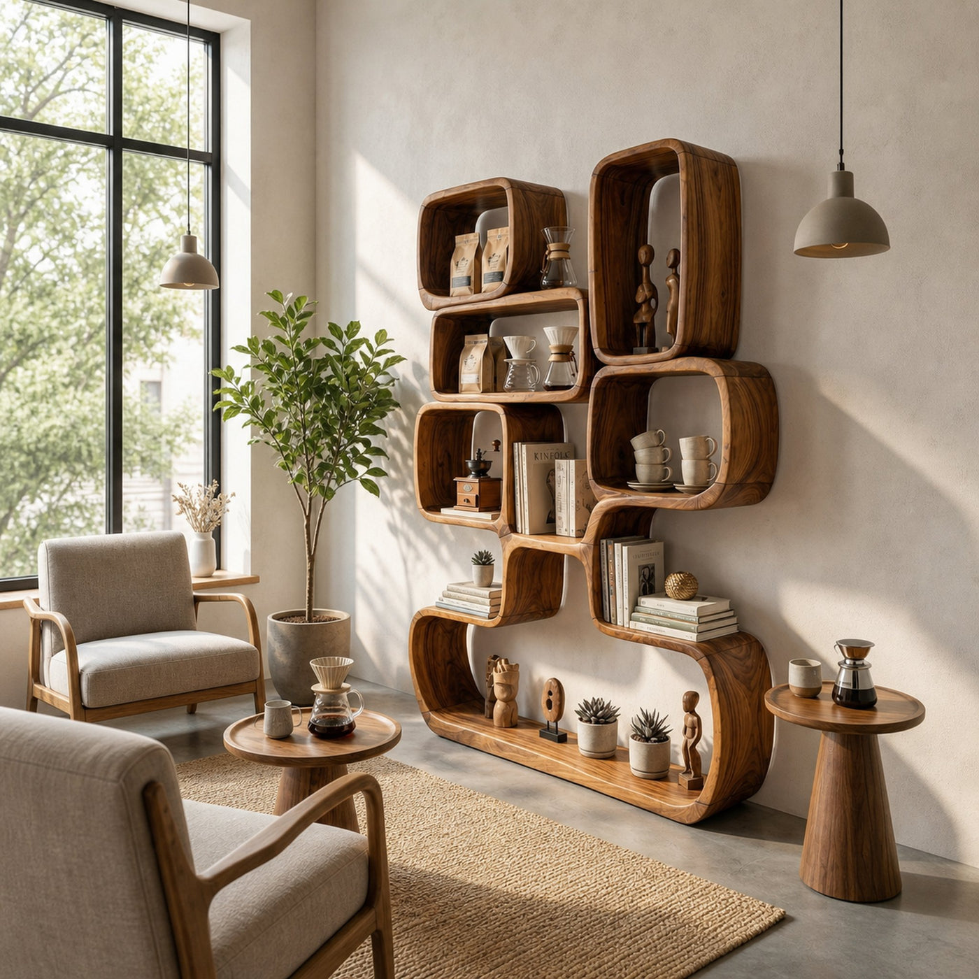 Modern Artistic Bookshelf Living Room Corner - product view 6