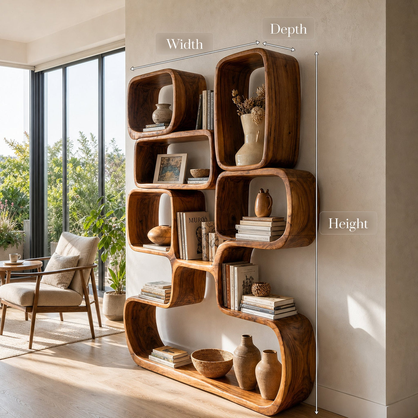 Modern Artistic Bookshelf Living Room Corner - product view 8