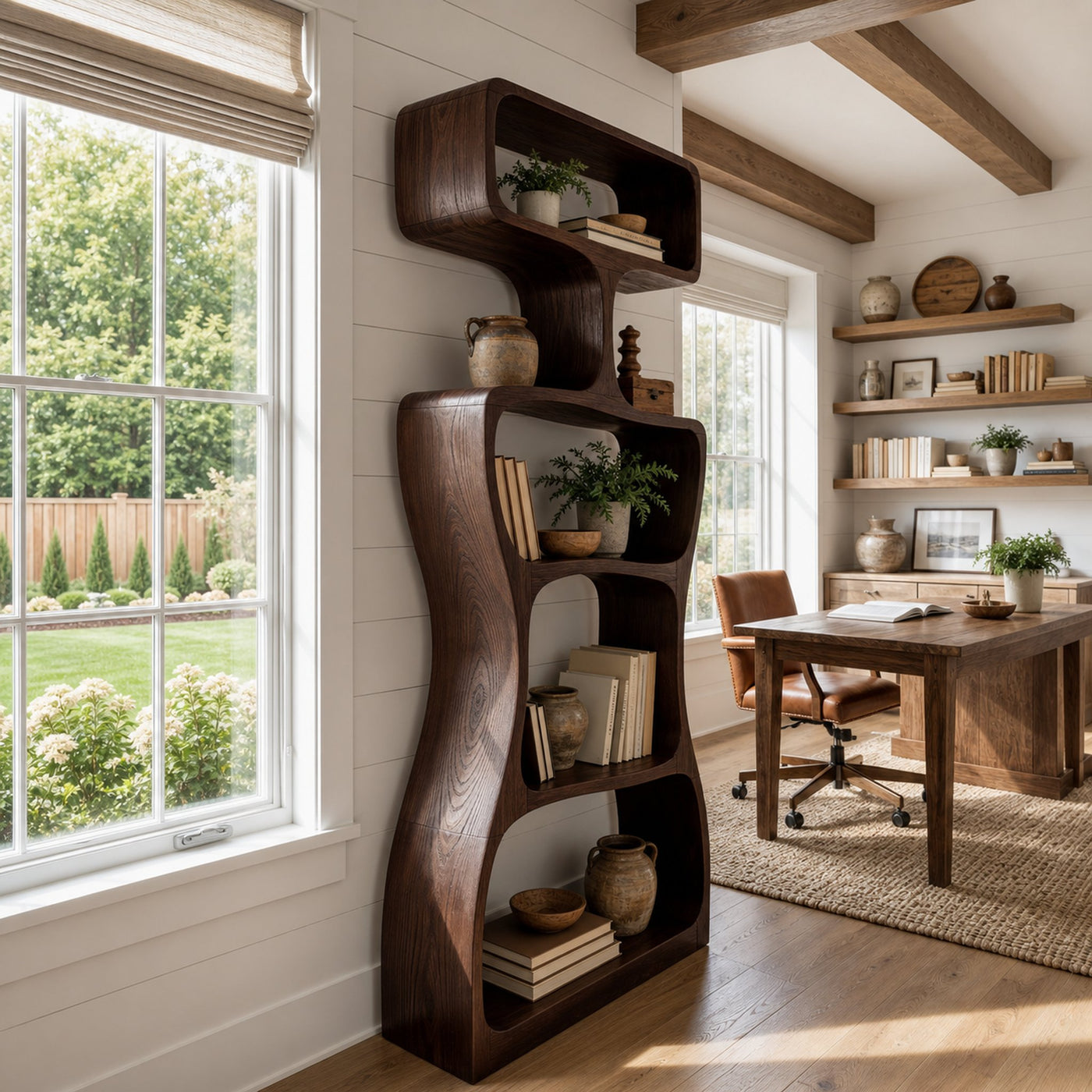 Modern Asymmetrical Bookshelf Reading Nook Display - product view 7
