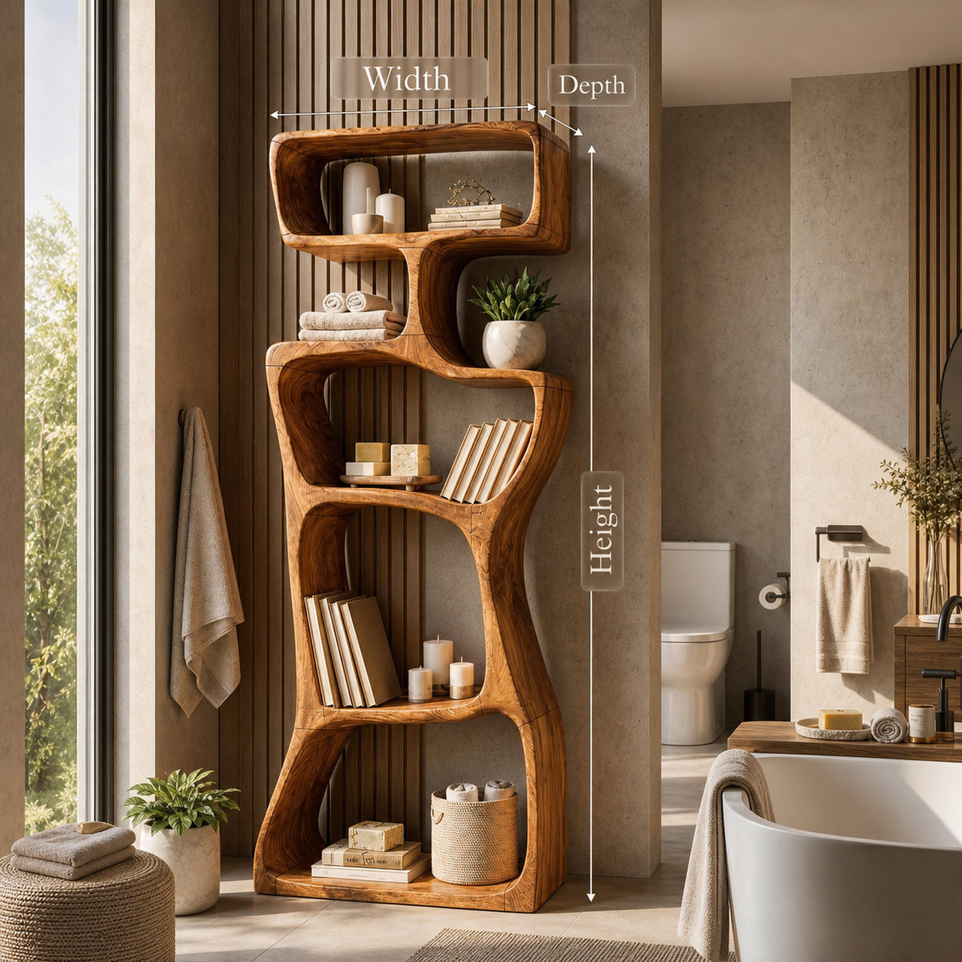 Modern Asymmetrical Bookshelf Reading Nook Display - product view 8