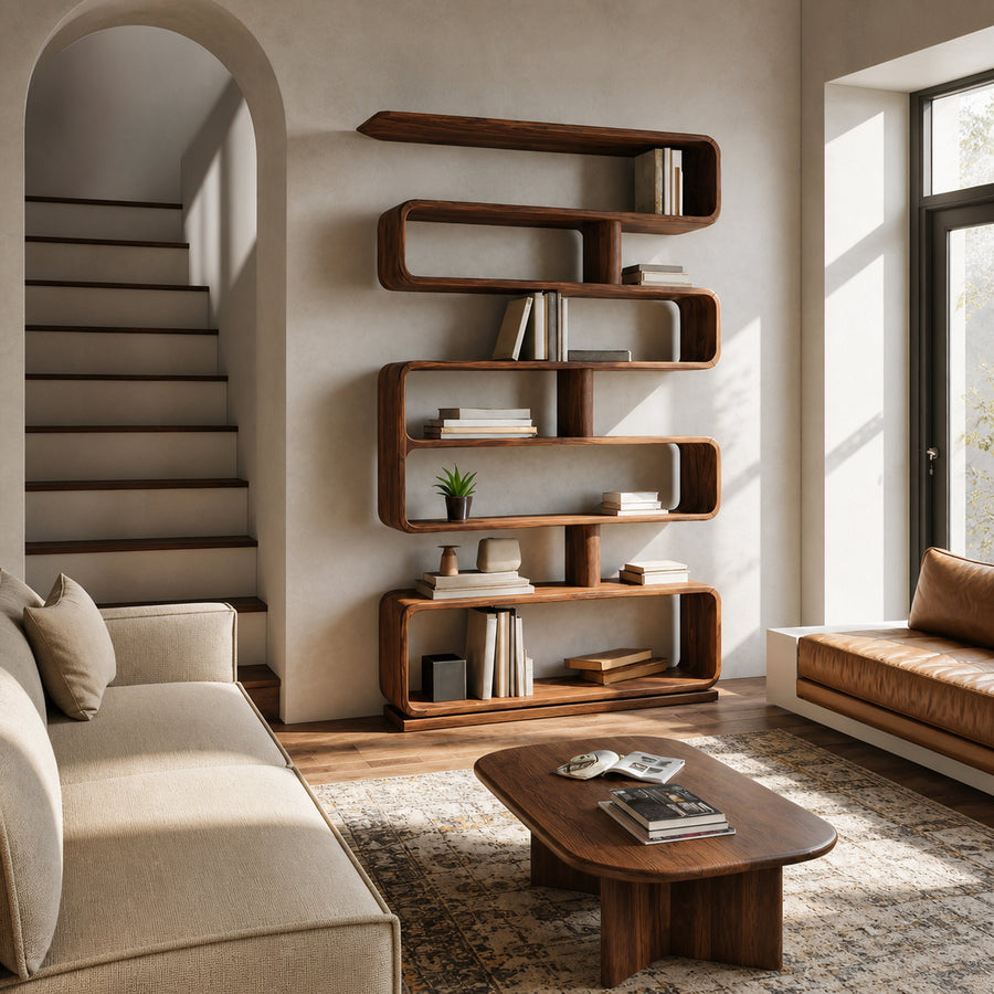 Modern Bookcase Freestanding Shelving Unit For Home Organization