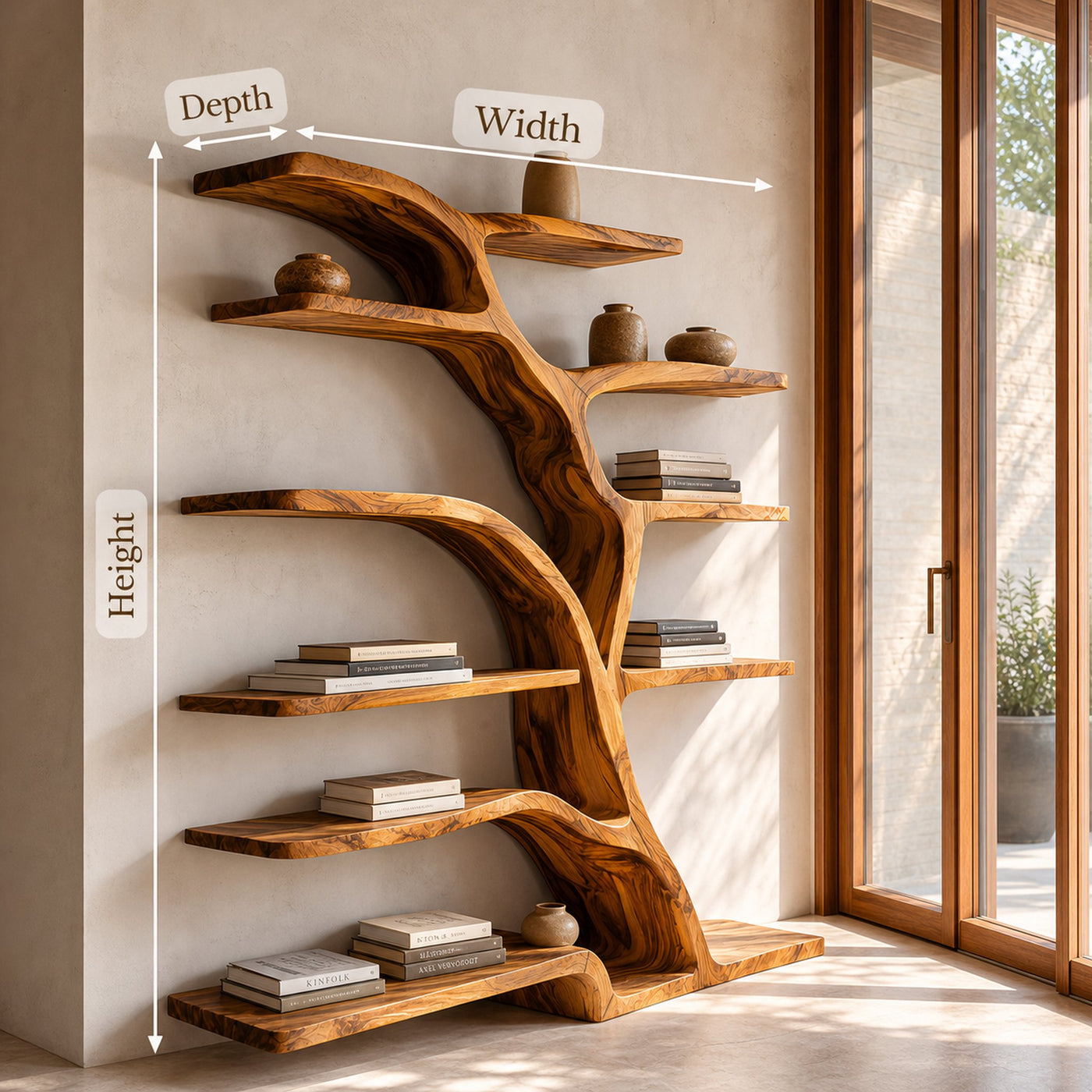 Modern Bookshelf Flowing Curved Design For Living Decor - product view 8