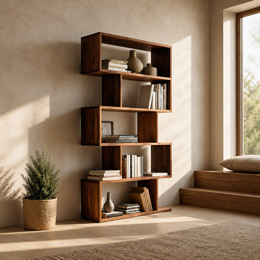 Modern Bookshelf Open Storage Display For Living Room