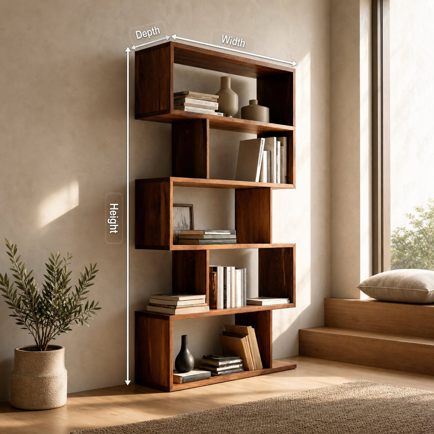 Modern Bookshelf Open Storage Display For Living Room - product view 8