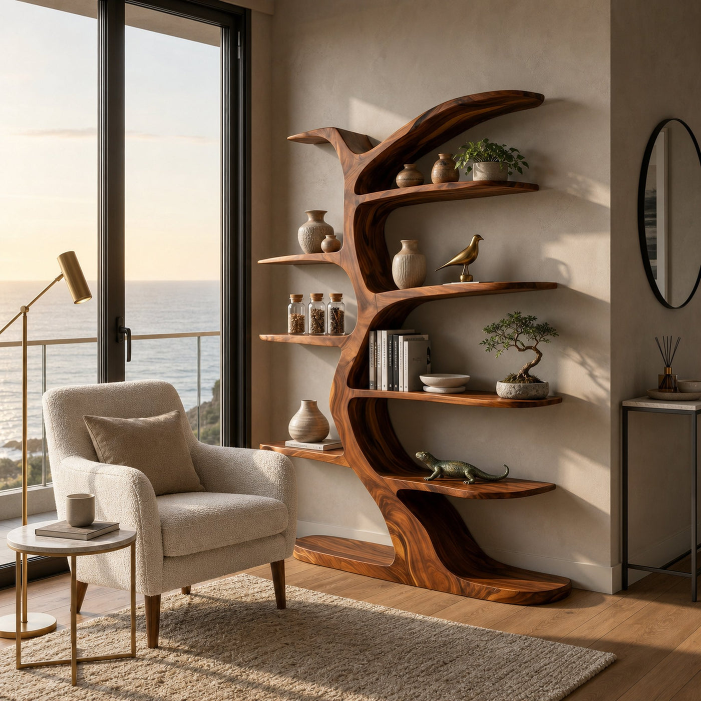 Modern Bookshelf Tree Inspired Curved Design For Living Room - product view 6