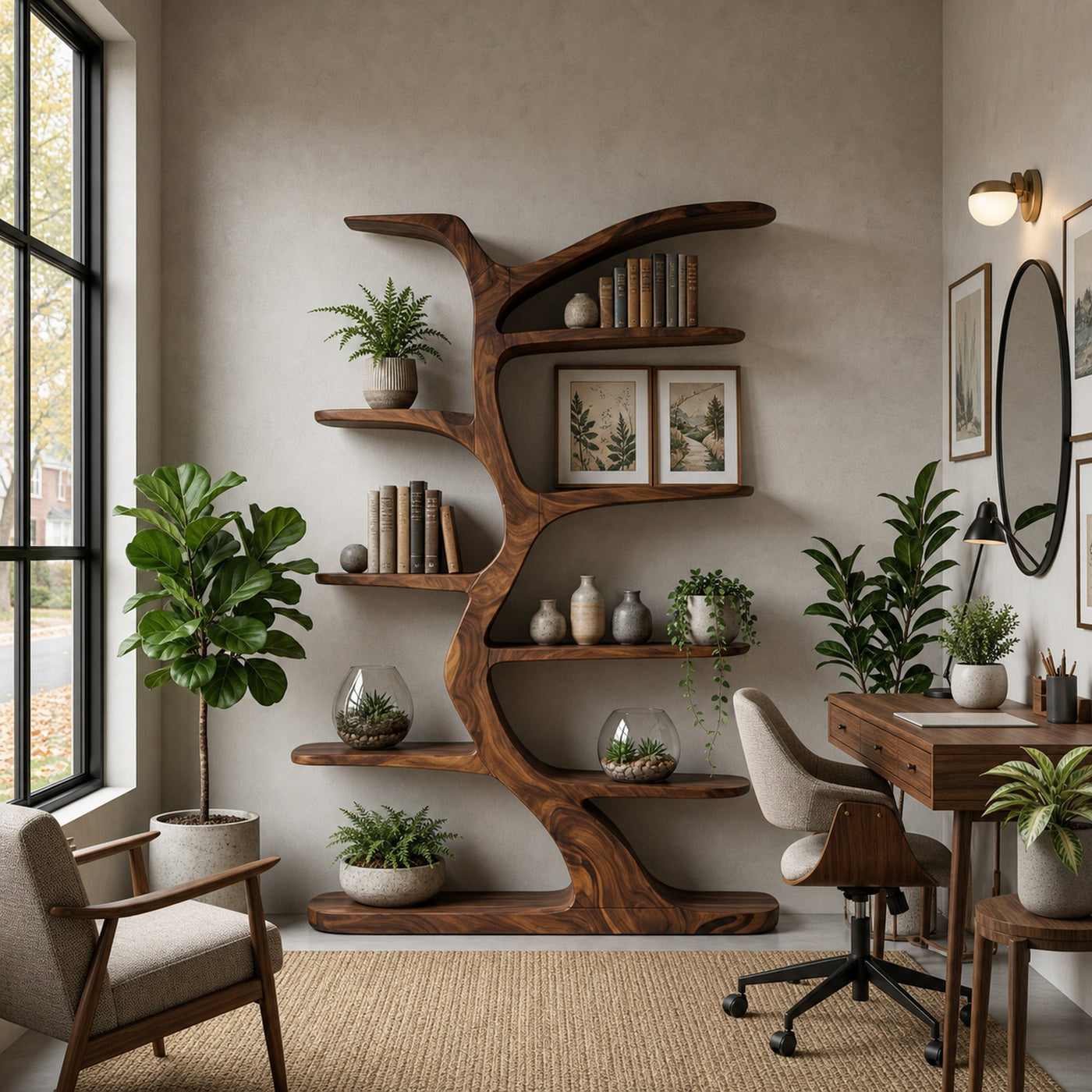 Modern Bookshelf Tree Inspired Curved Design For Living Room - product view 7