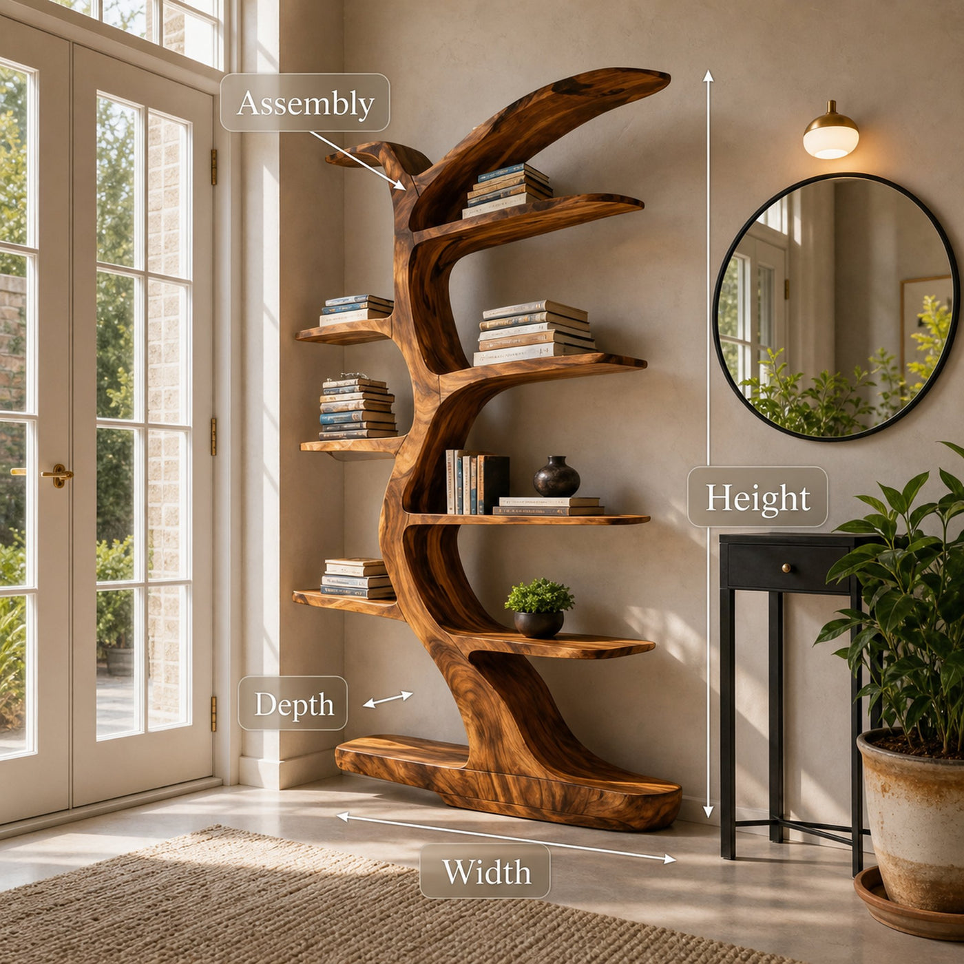 Modern Bookshelf Tree Inspired Curved Design For Living Room - product view 8