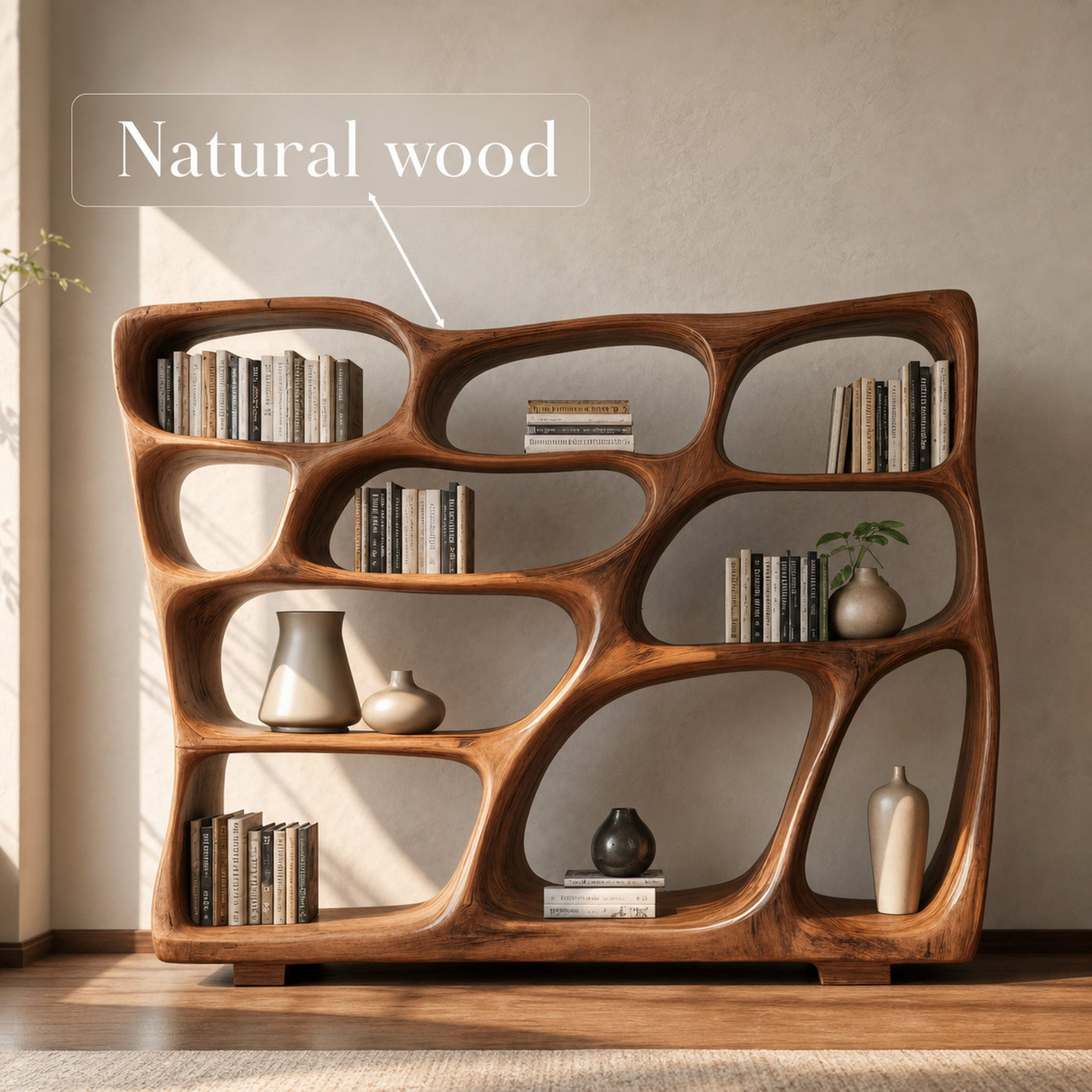Modern Bookshelf With Sculptural Open Design For Living Room - product view 6