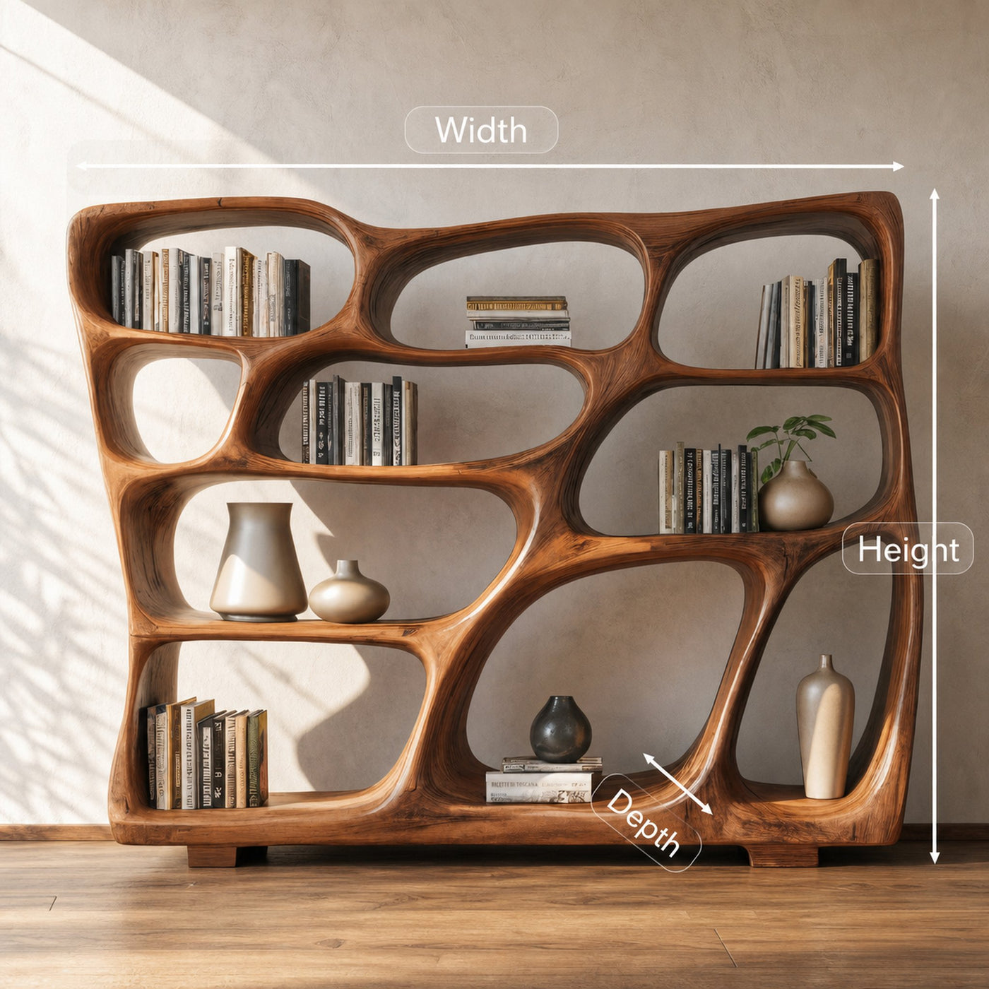 Modern Bookshelf With Sculptural Open Design For Living Room - product view 8