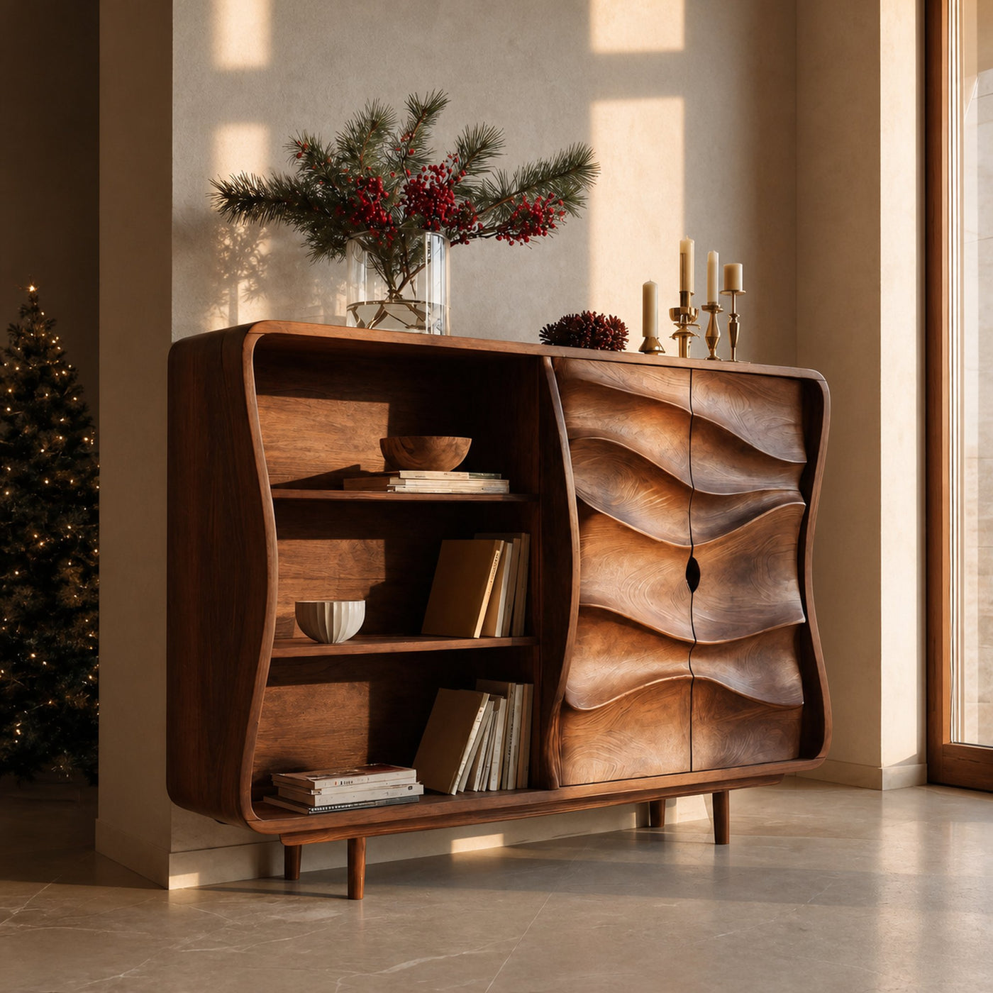 Modern Cabinet With Wavy Design For Living Room - product view 6