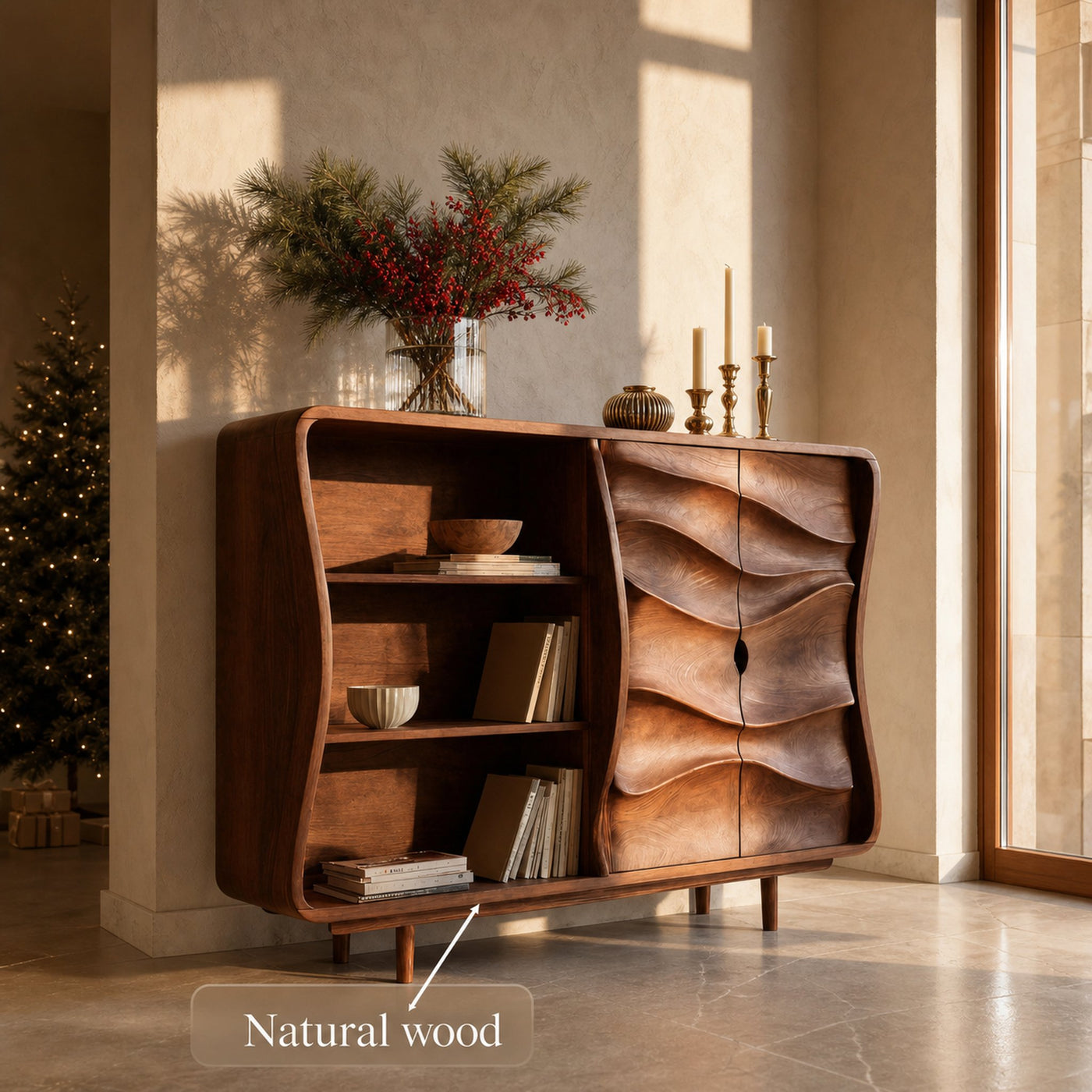 Modern Cabinet With Wavy Design For Living Room - product view 7
