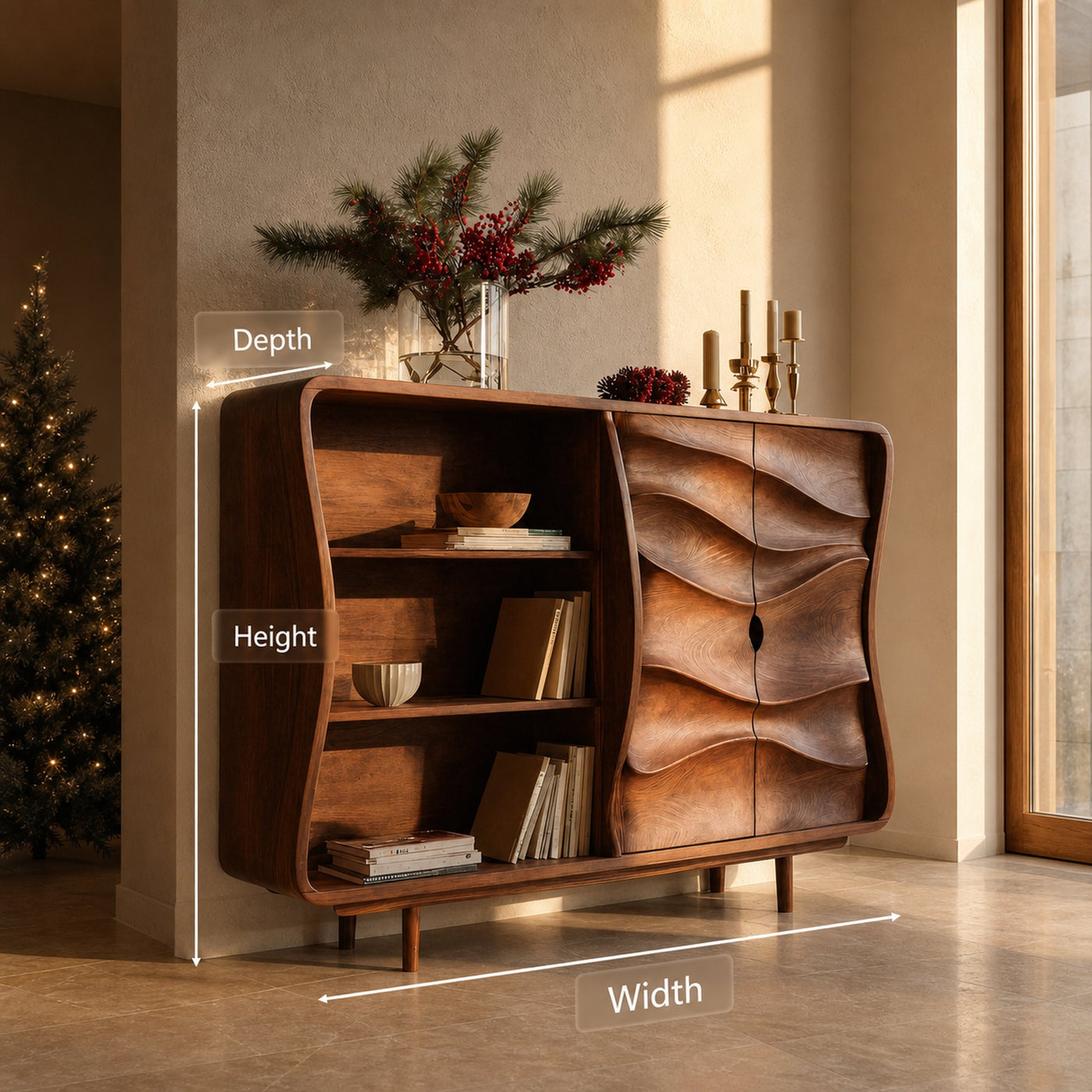 Modern Cabinet With Wavy Design For Living Room - product view 9