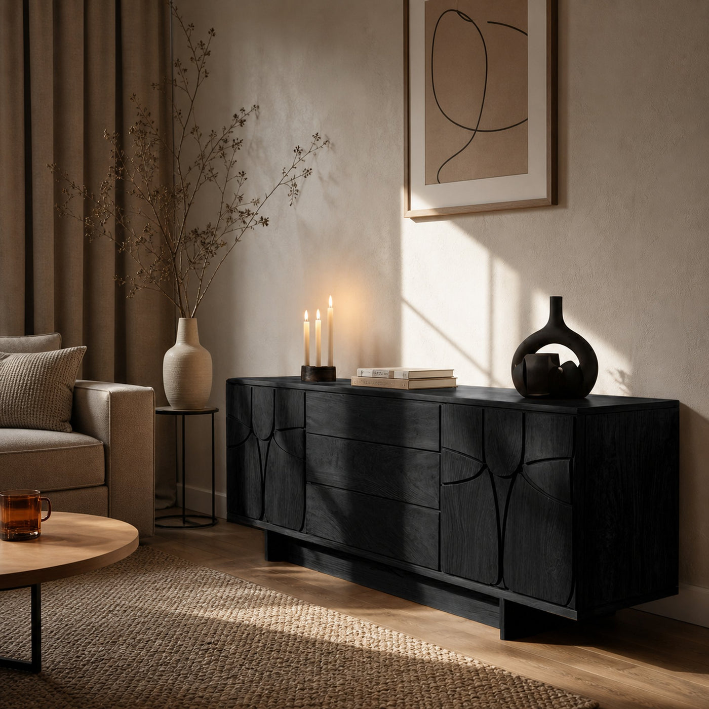 Modern Carved Sideboard For Living Room Or Dining - product view 4