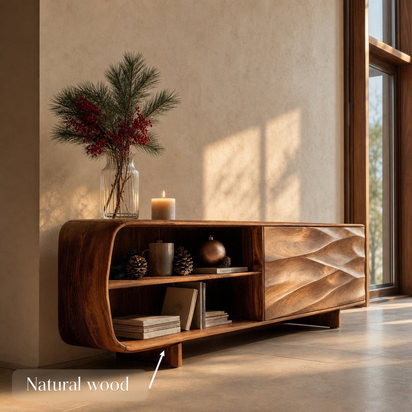 Modern Carved Wave Cabinet For Holiday Decoration - product view 7