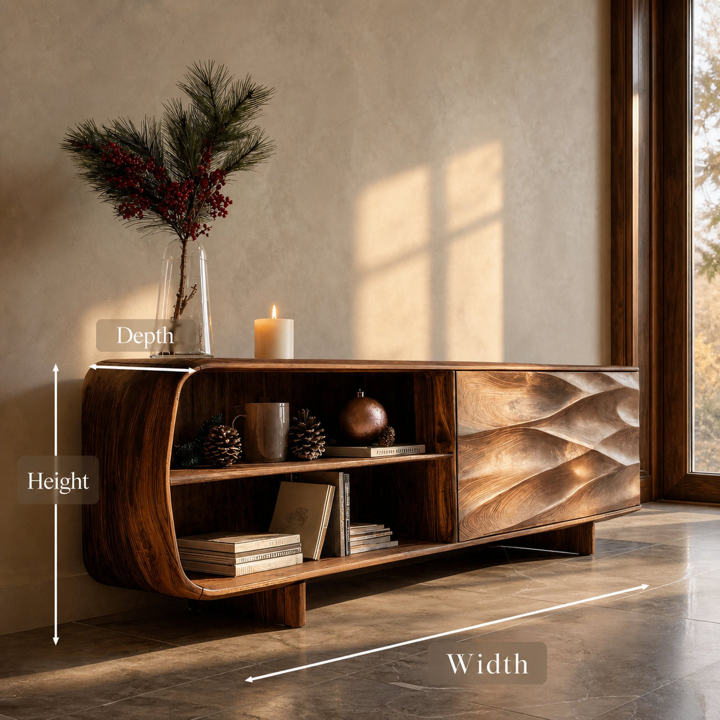 Modern Carved Wave Cabinet For Holiday Decoration - product view 9