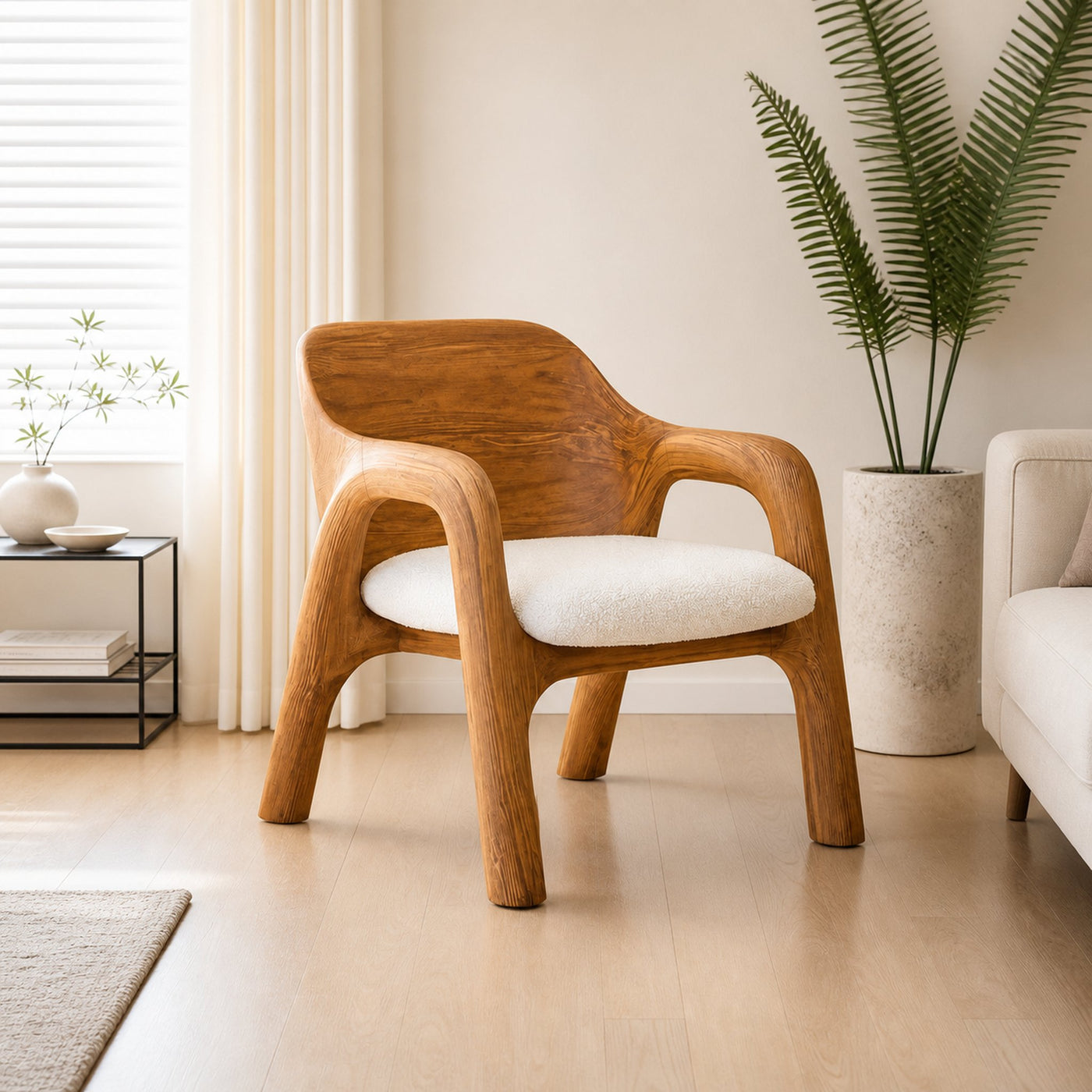 Modern Curved Armchair For Living Room Interior