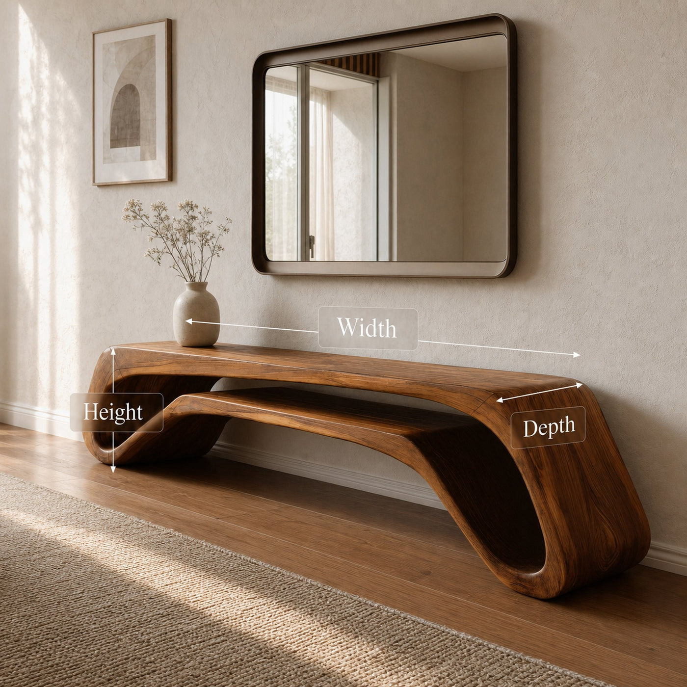 Modern Curved Bench For Entryway Or Living Room Decor - product view 6