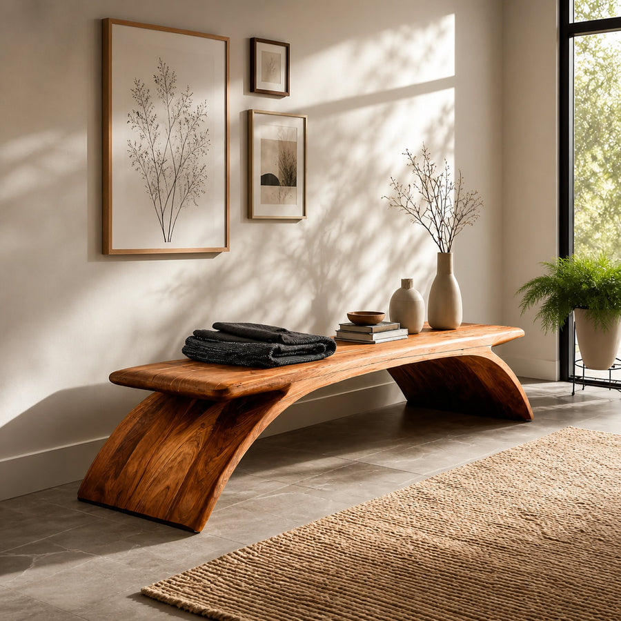 Modern Curved Bench For Hallway Seating