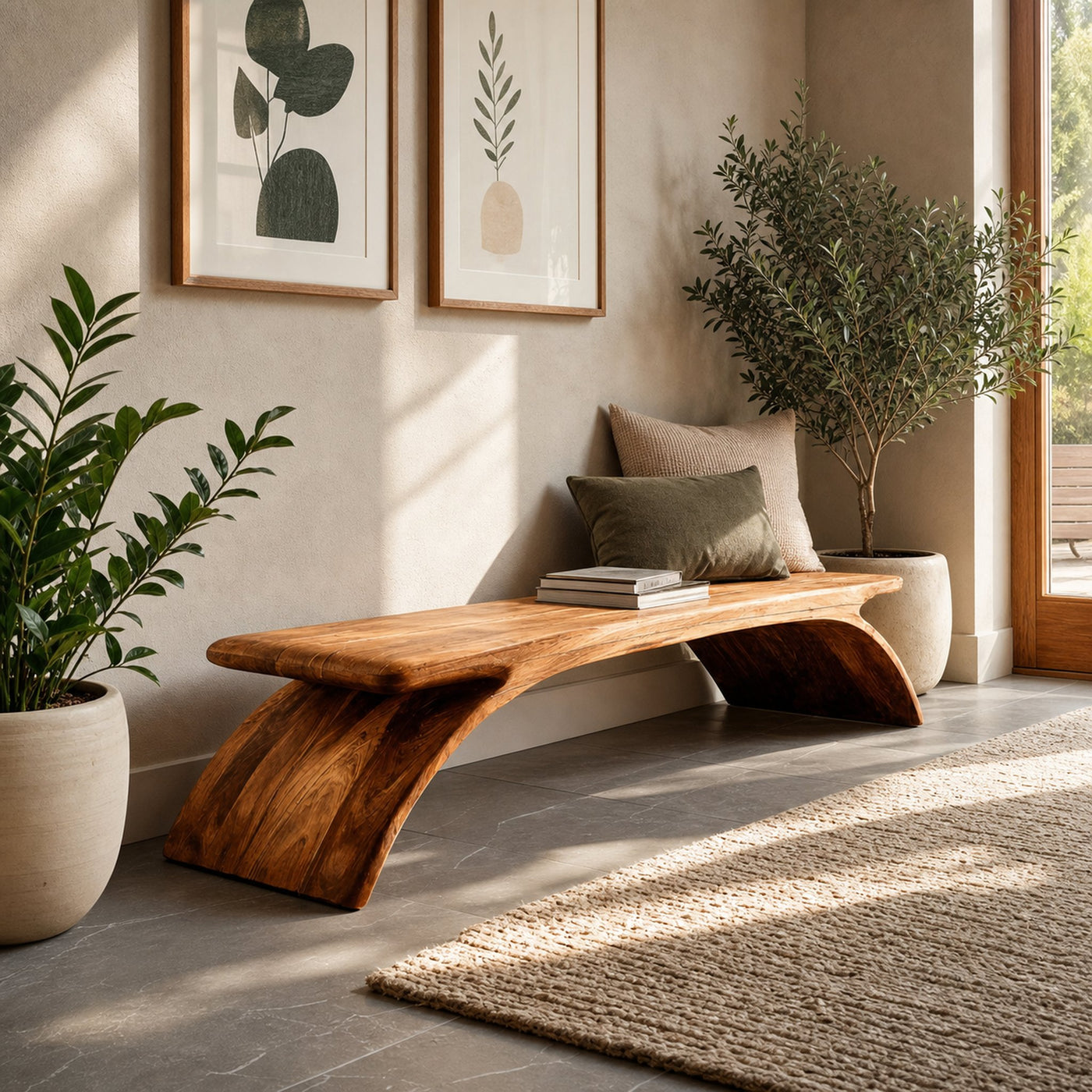 Modern Curved Bench For Hallway Seating - product view 6
