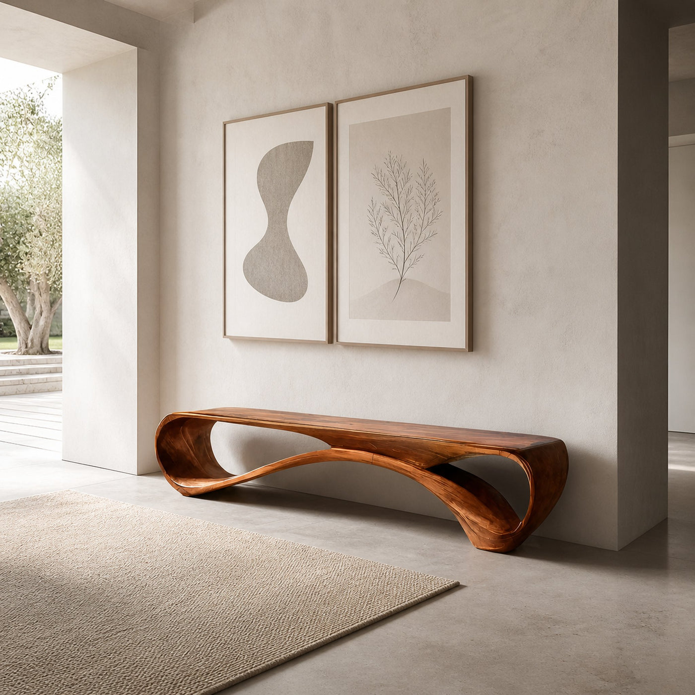 Modern Curved Bench Sculpture For Hallway Furniture - product view 8