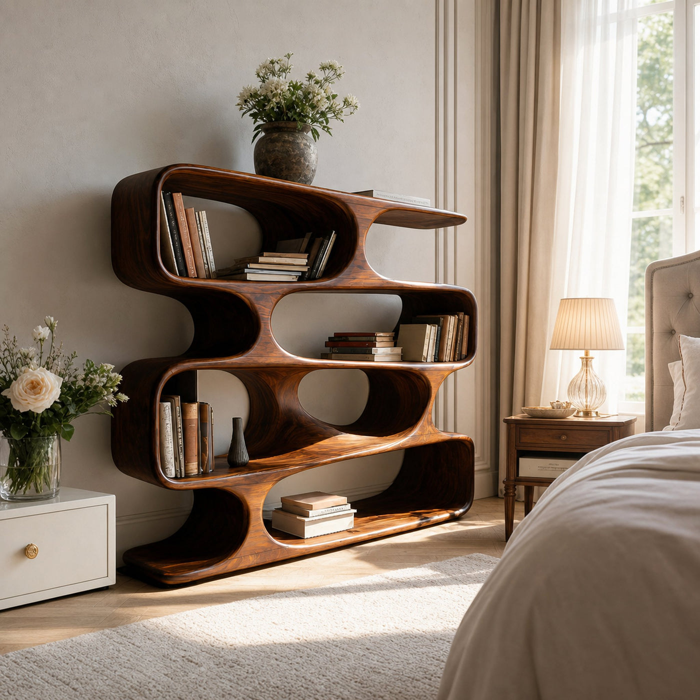 Modern Curved Bookcase For Living Room Decor - product view 6