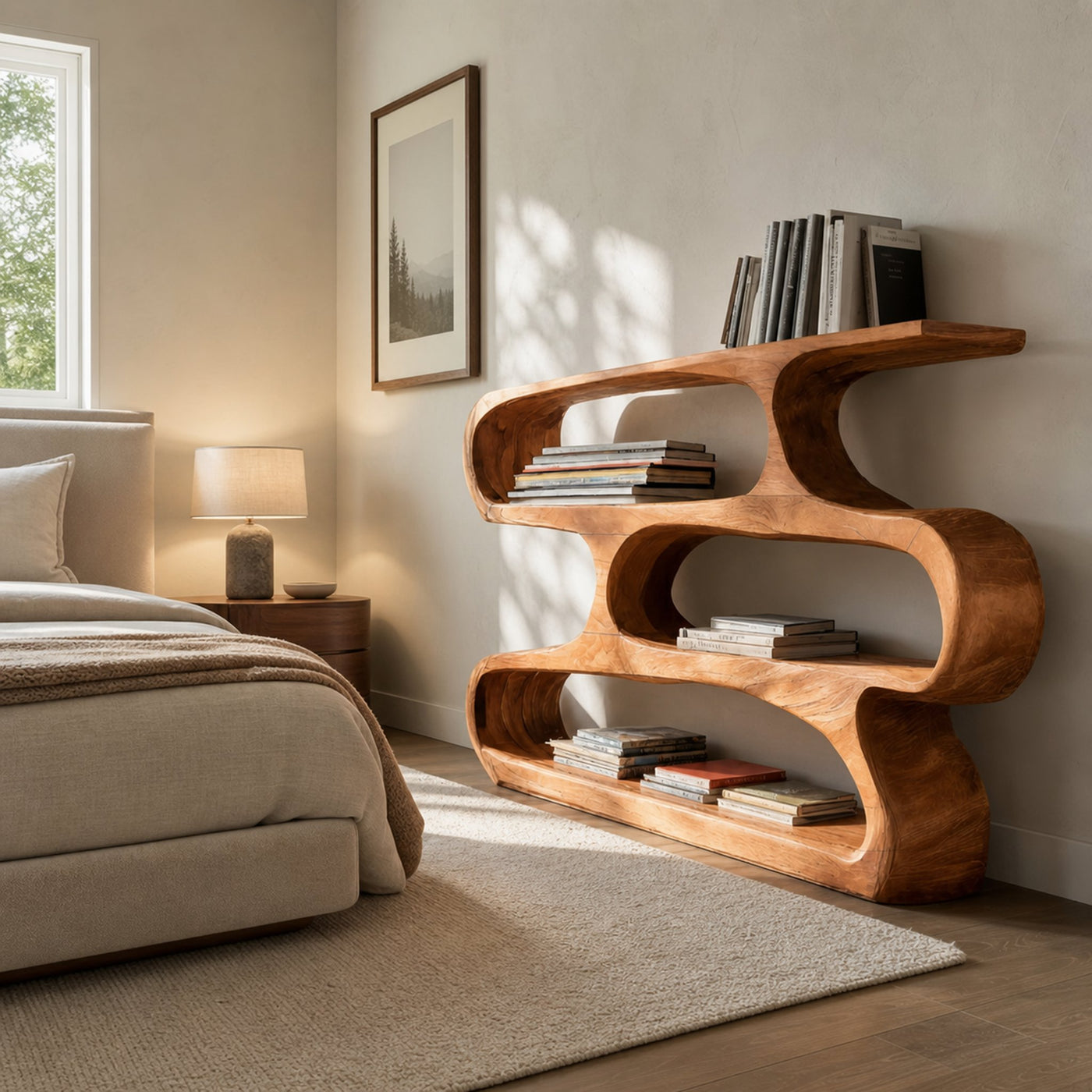 Modern Curved Bookcase For Minimalist Living Room Decor - product view 6