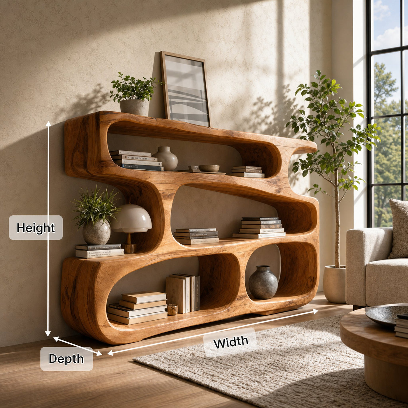 Modern Curved Bookcase Statement Piece For Living Room - product view 8