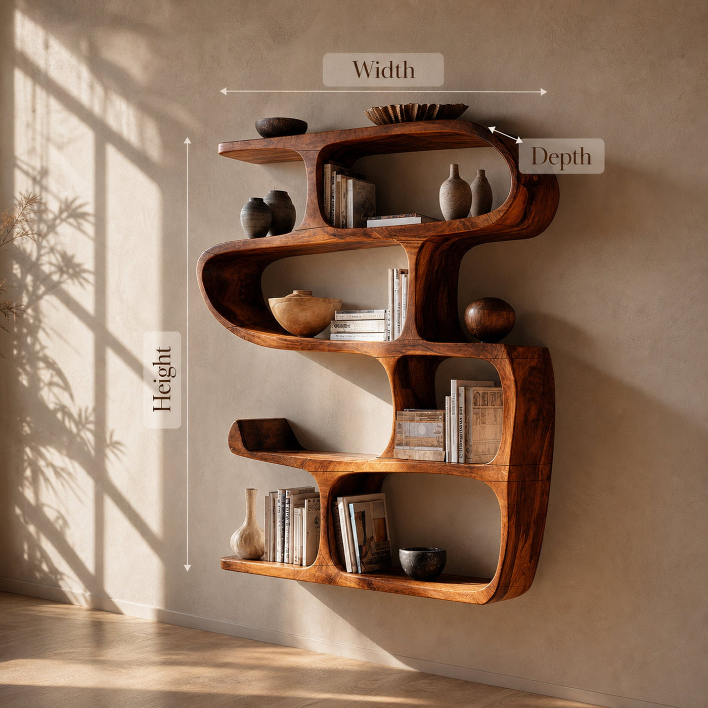 Modern Curved Bookshelf Entryway Storage Display - product view 8