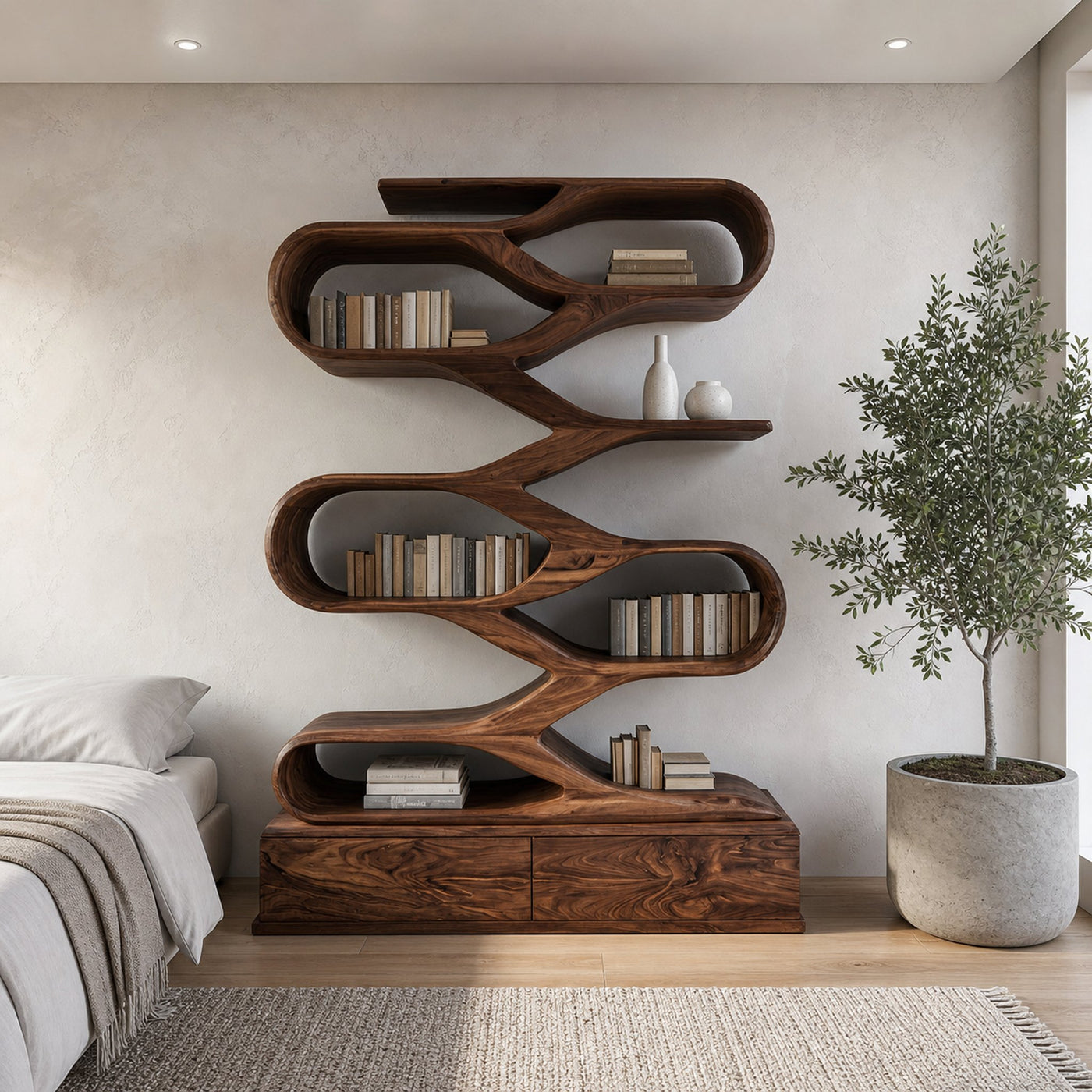 Modern Curved Display Bookshelf For Home Office - product view 2