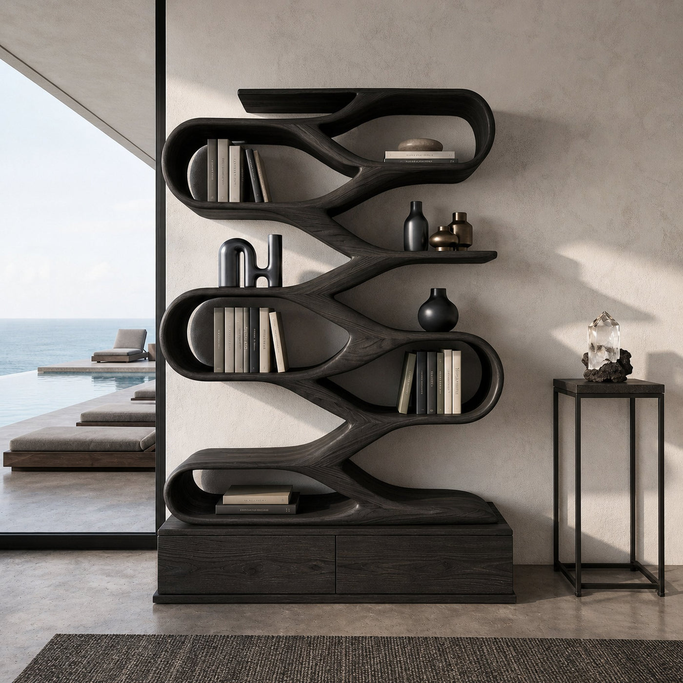 Modern Curved Display Bookshelf For Home Office - product view 4