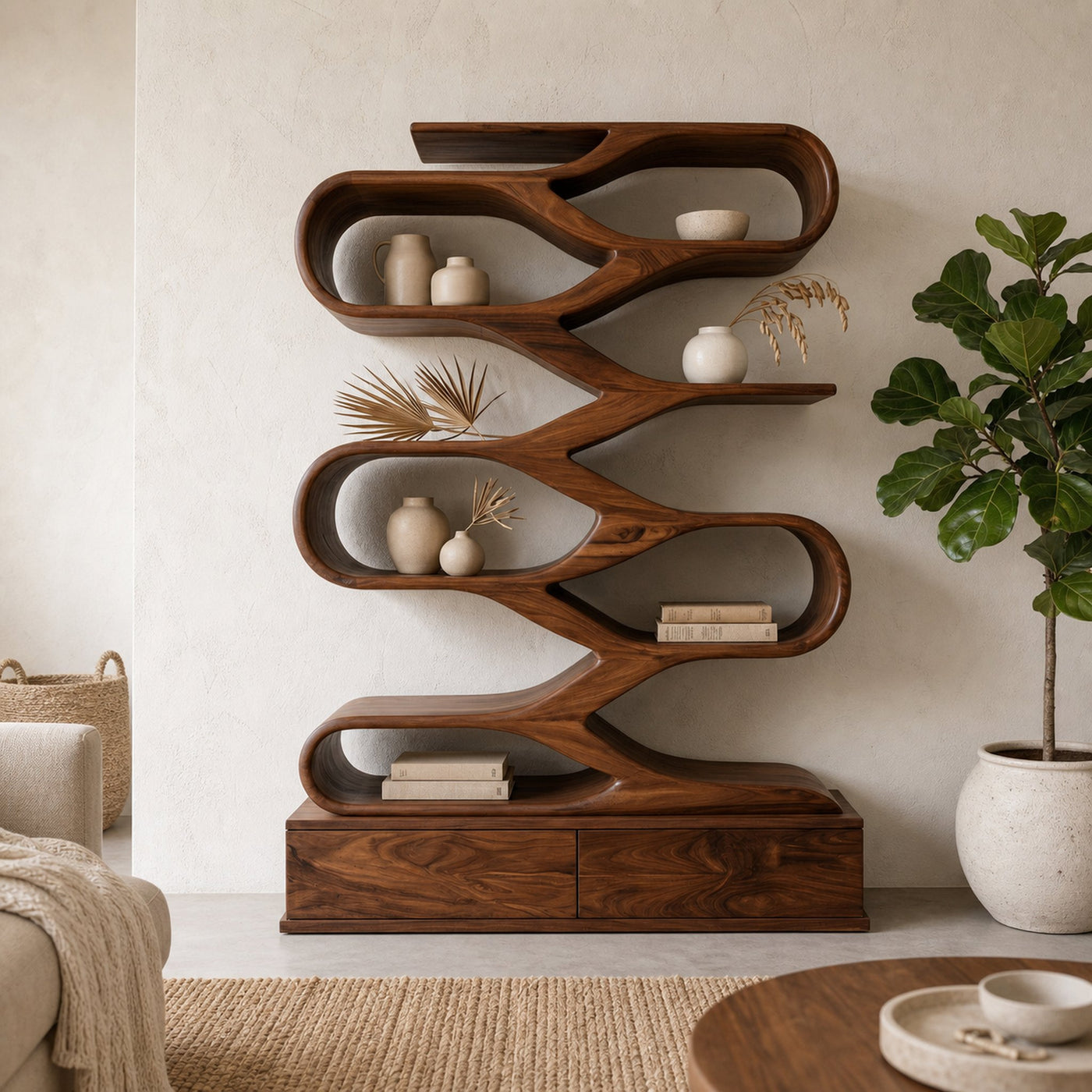 Modern Curved Display Bookshelf For Home Office - product view 6