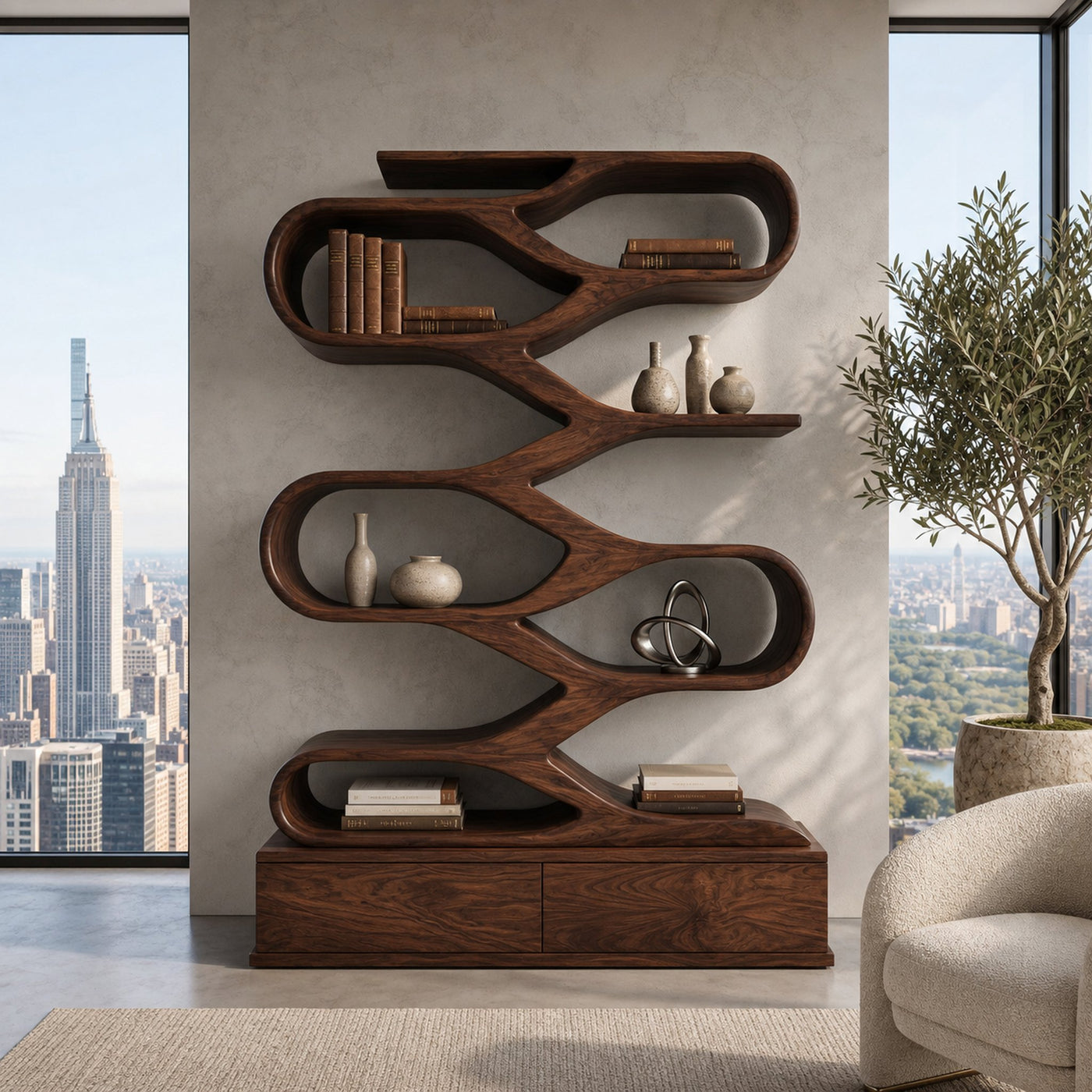 Modern Curved Display Bookshelf For Home Office - product view 7