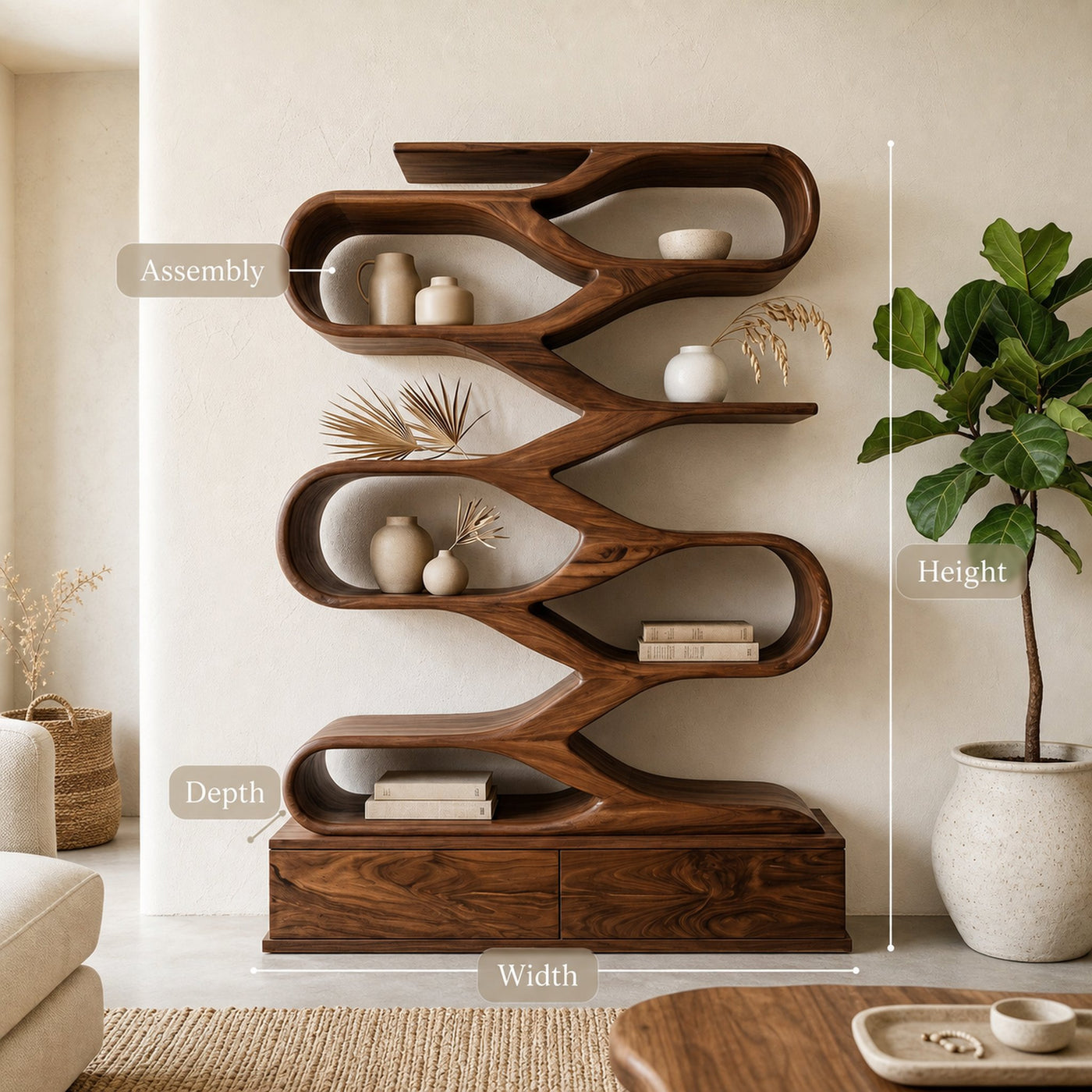 Modern Curved Display Bookshelf For Home Office - product view 8