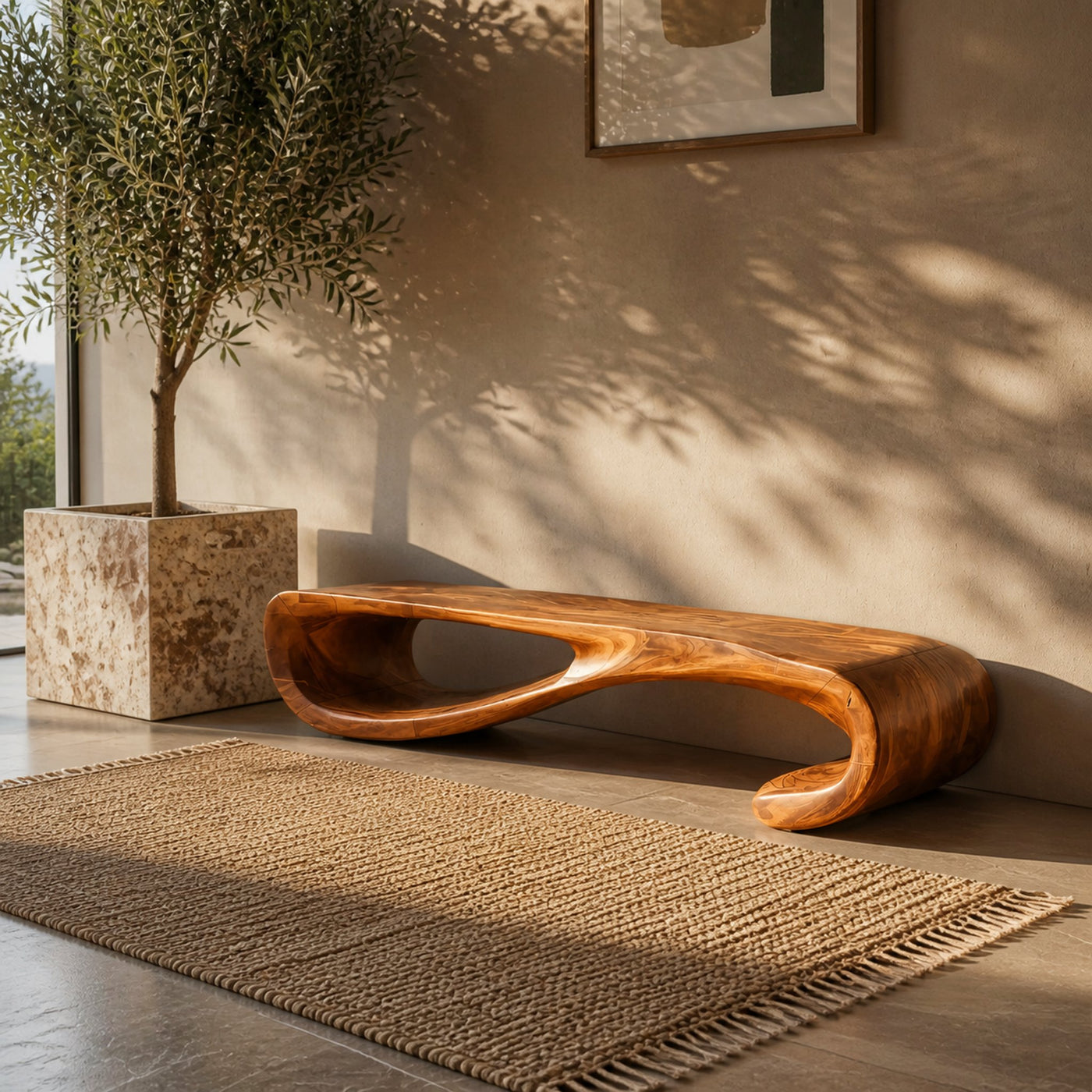 Modern Curved Entryway Bench For Hallway Accent - product view 6