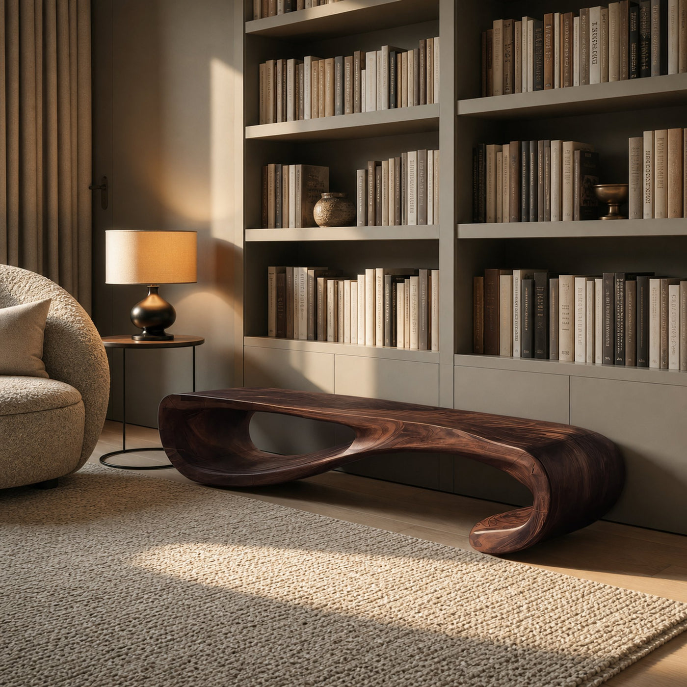 Modern Curved Entryway Bench For Hallway Accent - product view 7