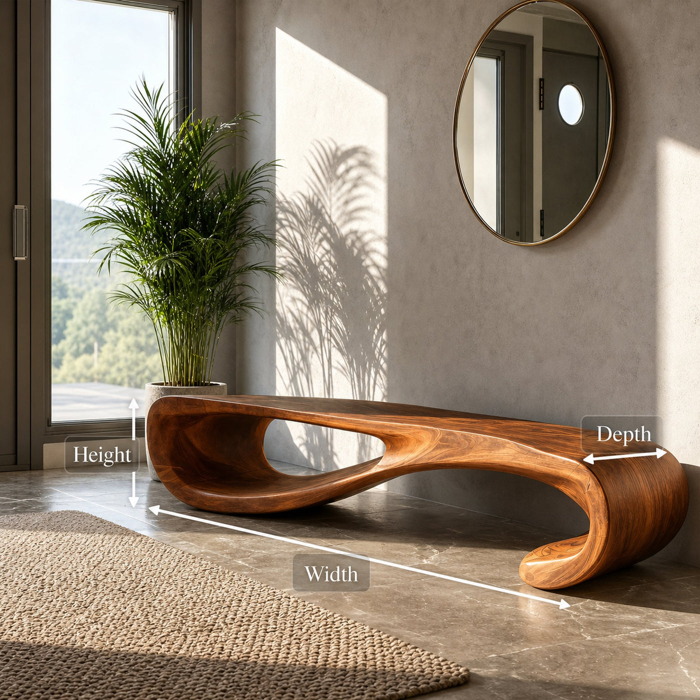 Modern Curved Entryway Bench For Hallway Accent - product view 8