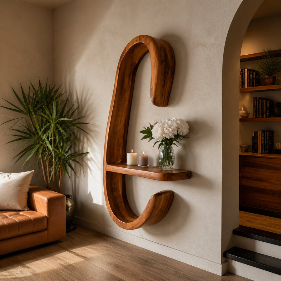 Modern Curved Floating Shelf For Living Room Or Hallway