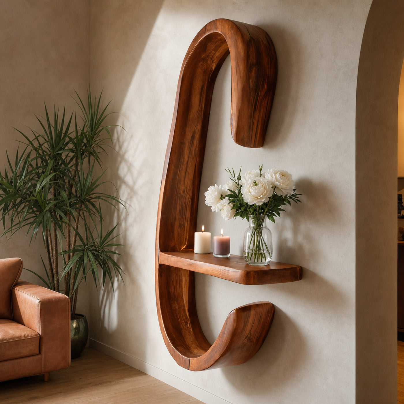 Modern Curved Floating Shelf For Living Room Or Hallway - product view 2