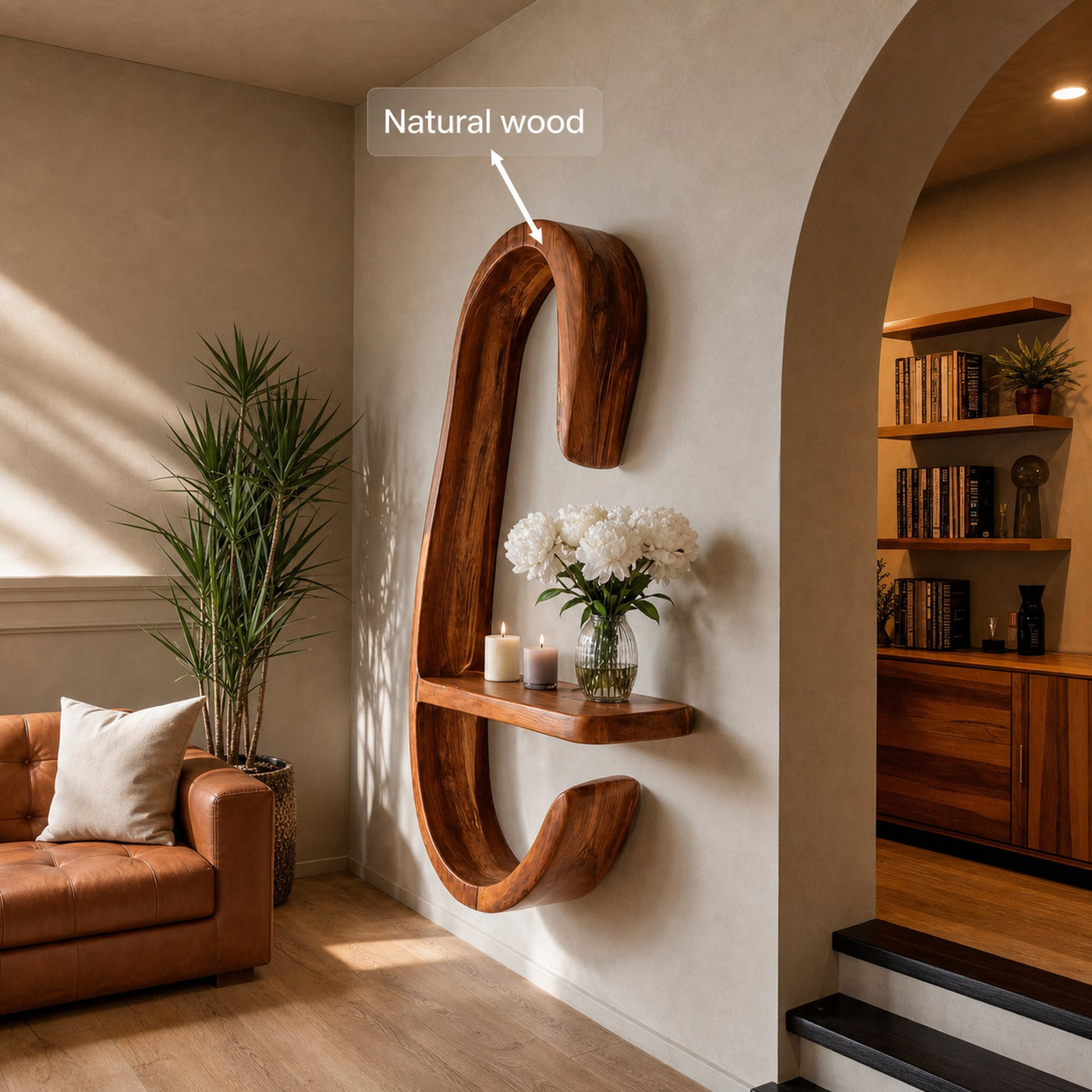 Modern Curved Floating Shelf For Living Room Or Hallway - product view 5